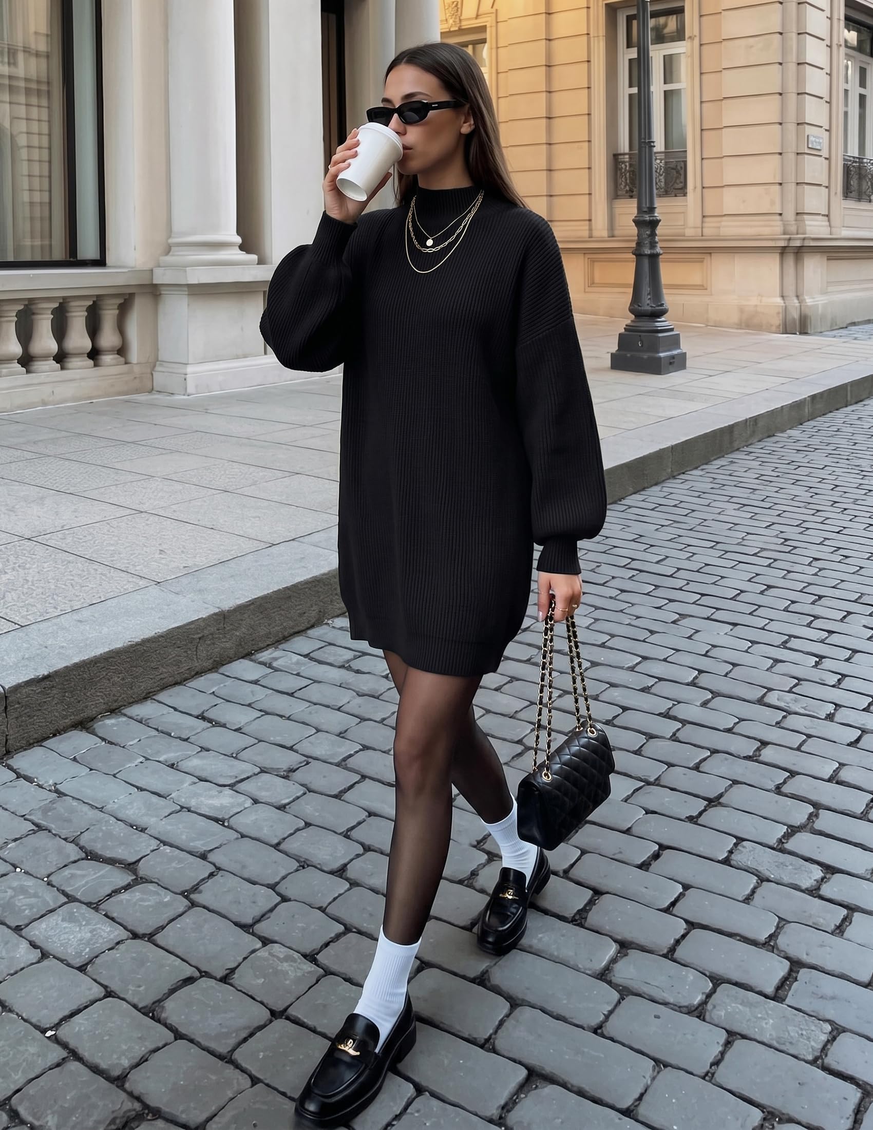ZESICA Pull à col roulé pour Femme - Automne - Grandes Tailles - Manches Longues - Décontracté - en Tricot