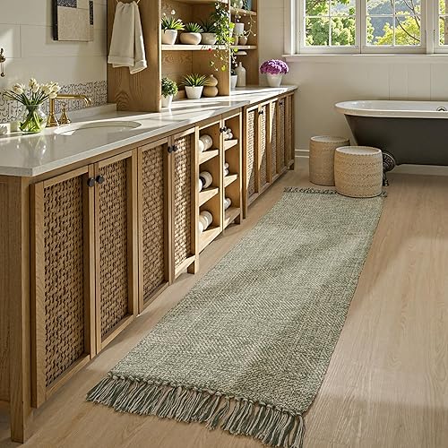 Miniatura 149 de Collive - Tapete de 27 x 43 pulgadas, lavable a máquina, para interiores y exteriores, de bajo perfil, suave algodón tejido a mano, para baño