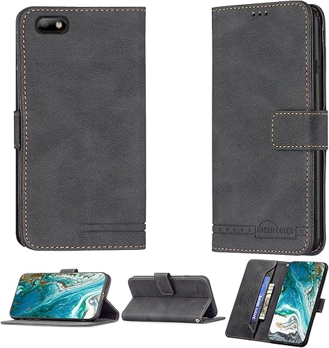 Case Compatible with Celular Kalley Element 5+Plus Phone Case Flip Stand Cover PU Leather BF09 Wallet Case Black