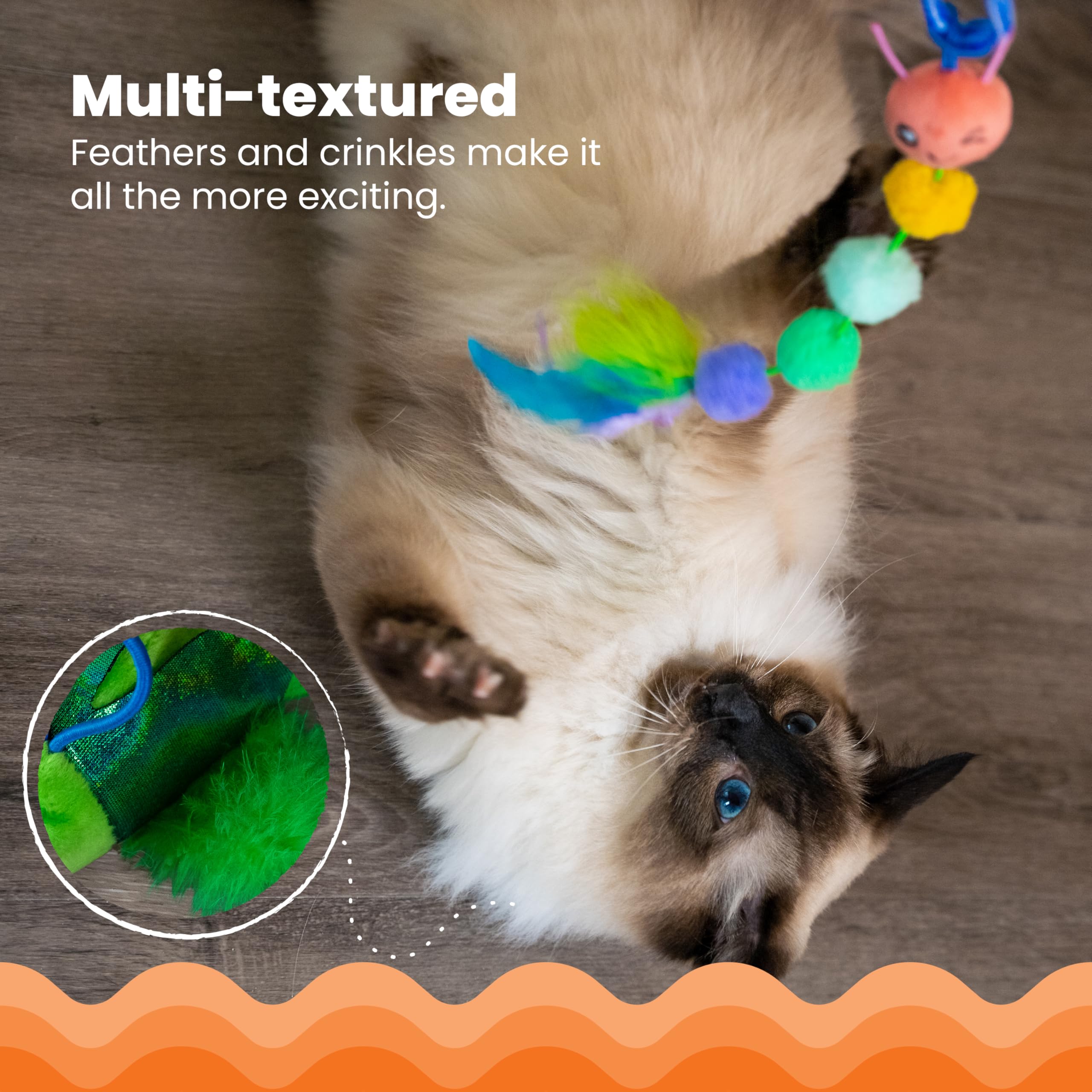 Catstages by Tail Teaser Ground Prey Play Wand with Catnip Toy Attachments Interactive Cat Wand