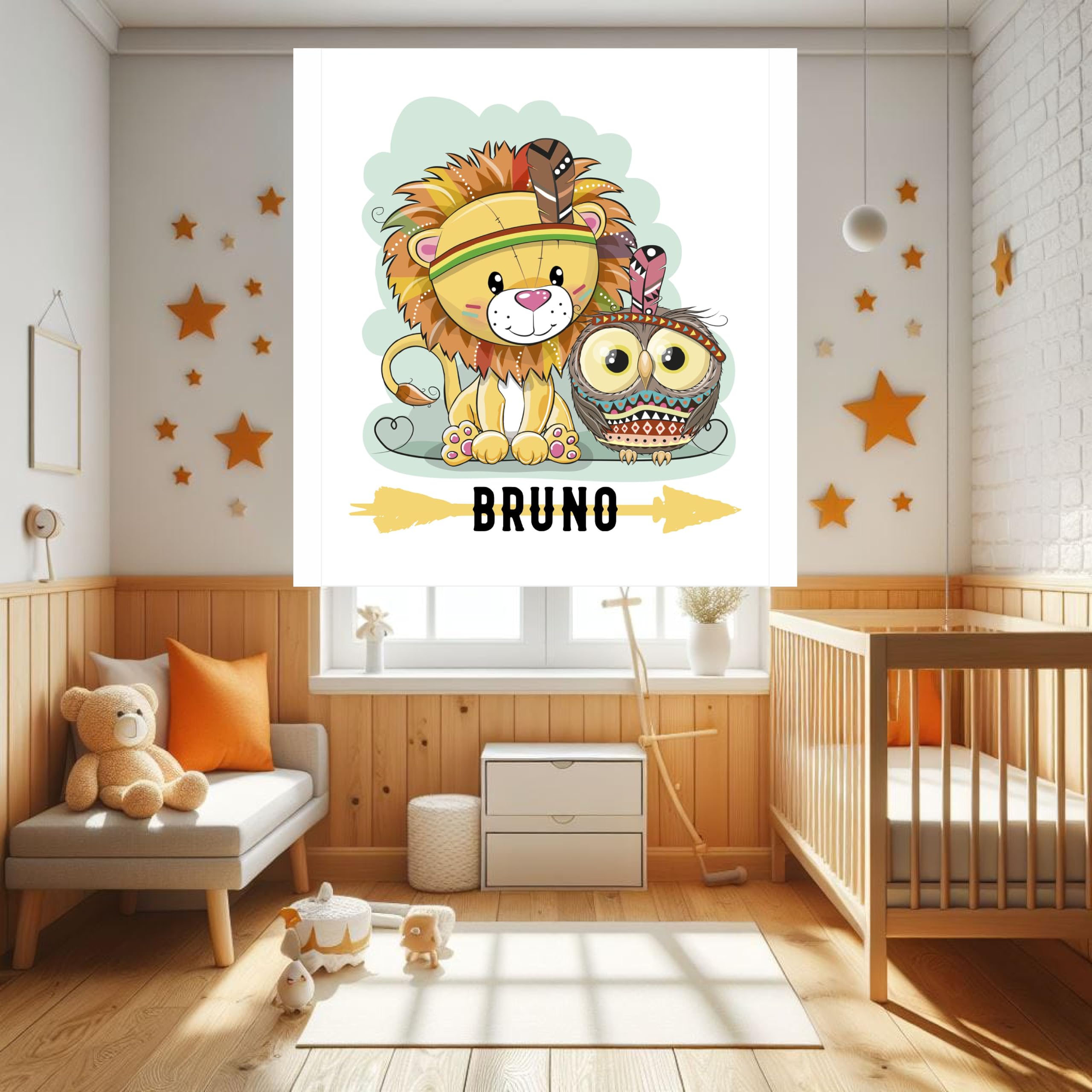 Estor Infantil Personalizado con Nombre – Estor Enrollable Infantil niño Animales Selva 001 | Cortina Enrollable Animales Selva – Estores Iroa habitación bebé niño (40x60)