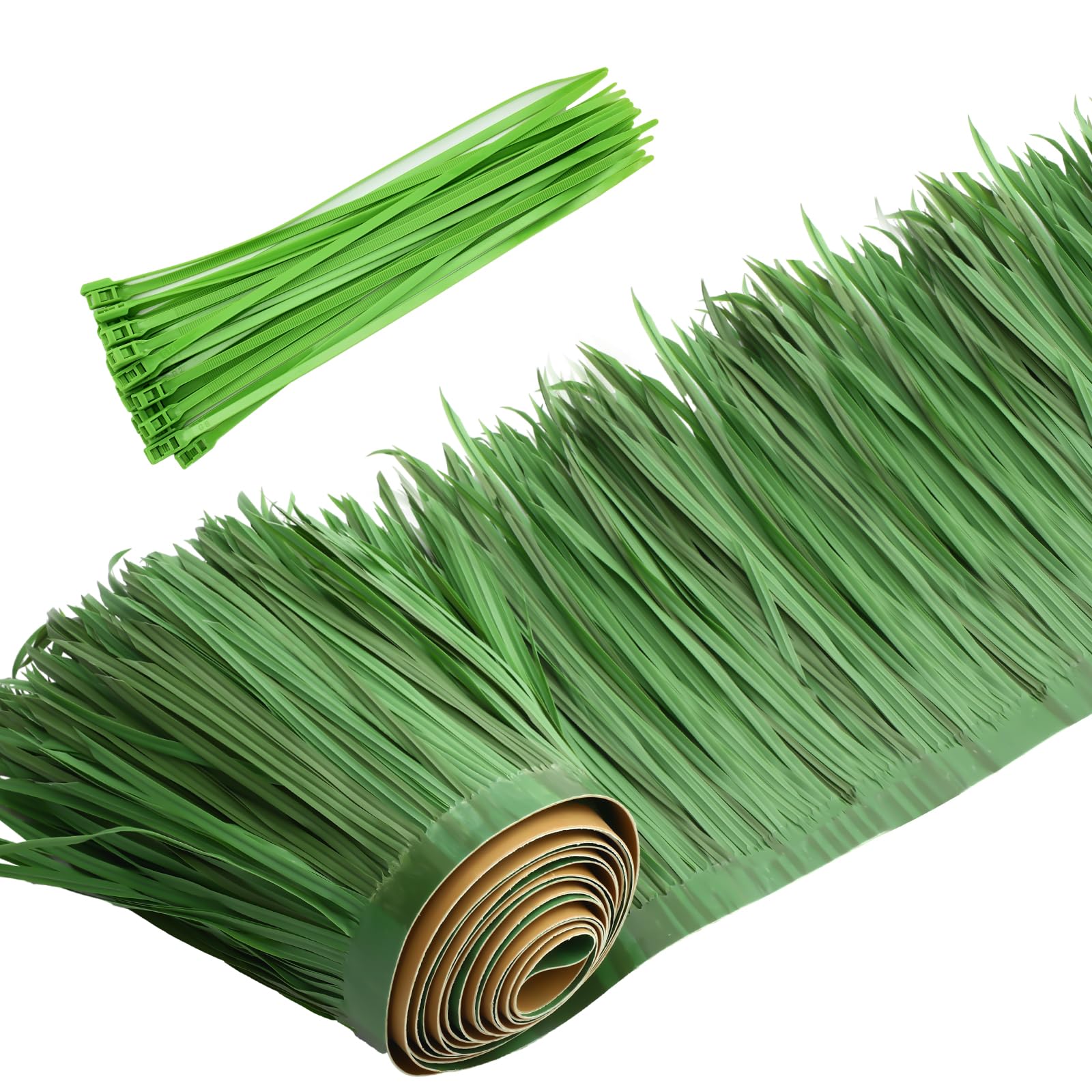 Yilloog Palm Thatch Roll Palm Thatch Runner Roll Mexican Style Straw Roof Panels Tiki Hut Palapa Straw Roofs Duck Blind Grass for Tiki Bar Hut Garden Patio(8 M/ 26.3 ft,Grass Green)