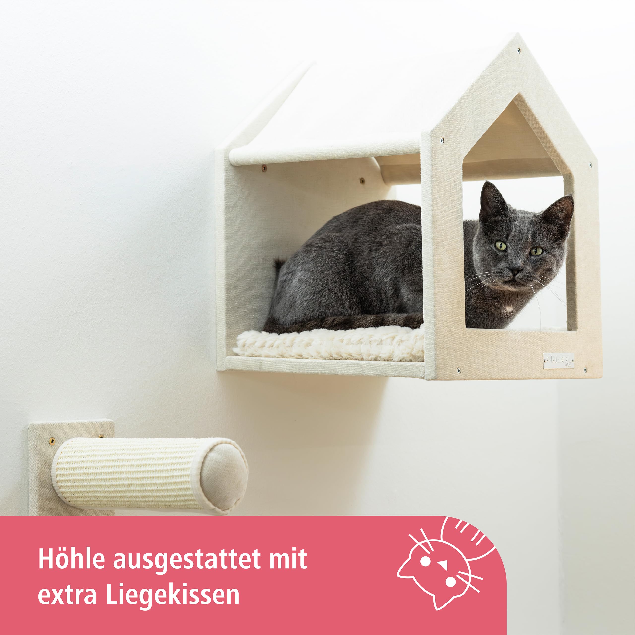 Kerbl Pet Rocódromo Monte Falco, árbol rascador de Pared, Set de rocódromo para Gatos de Seis Piezas, árbol rascador para Montar en la Pared, Cueva para Gatos, Pasarela para Gatos, Cueva mullida