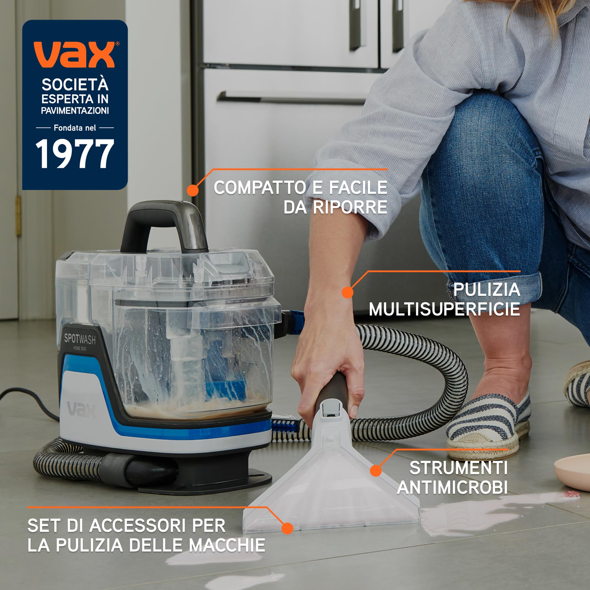 Vax Spotwash Home Duo Smacchiatore, Detergente per Tappeti e Rivestimenti, e Smacchiatore per la Casa, Lavatrice per Divani, Scale, Auto, Materassi, Design Compatto, Serbatoio Medio