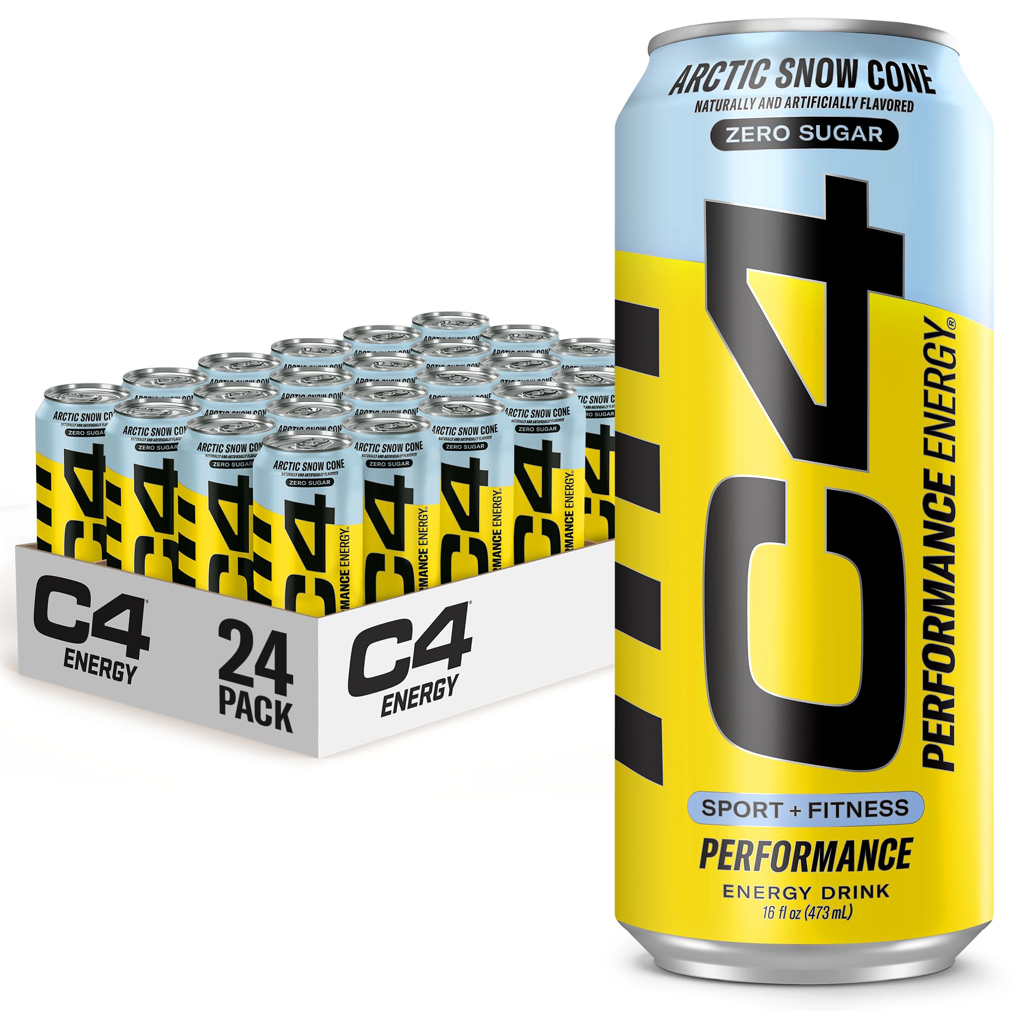 CellucorC4 Energy Drink, Skittles, Carbonated Sugar Free Pre Workout Performance Drink with no Artificial Colors or Dyes, 16 Oz, Pack of 24