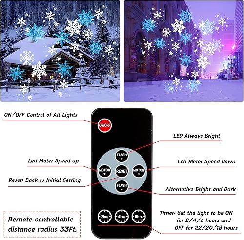 Miniatura 6 de Proyector de tormenta de nieve de Navidad, luces de estaca de jardín al aire libre, luces LED de copo de nieve, impermeables, paisaje, remoto, copos