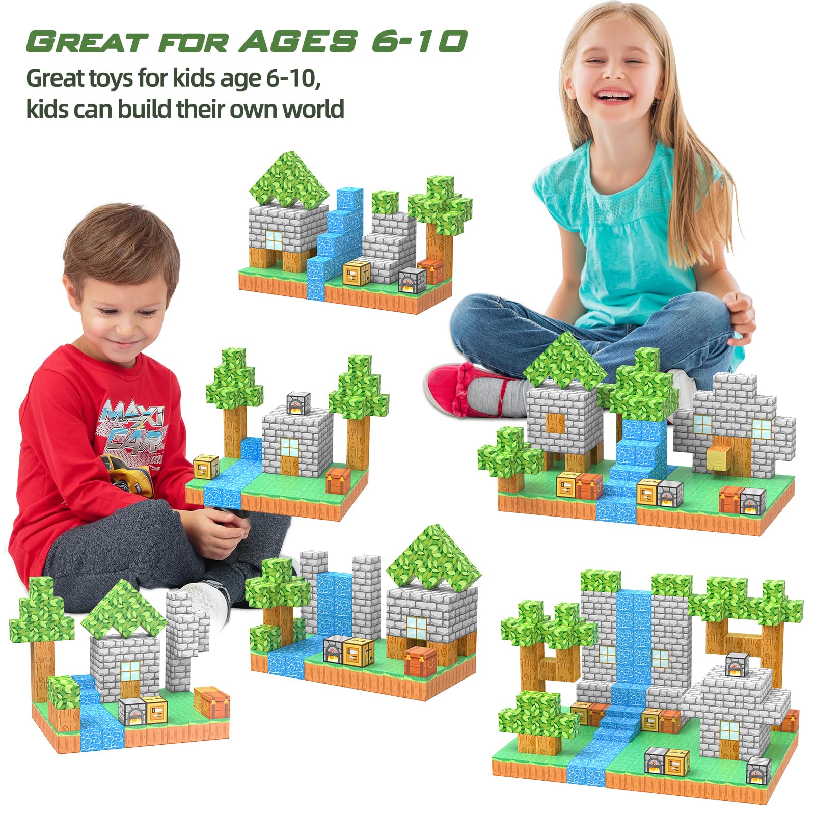 Costruzioni Magnetiche Blocchi 100 Pezzi, tessere magnetiche Giocattoli da costruzione STEM Giocattoli da costruzione per bambini e bambine di 3 4 5 6 7 8 anni, giocattoli creativi per bambini