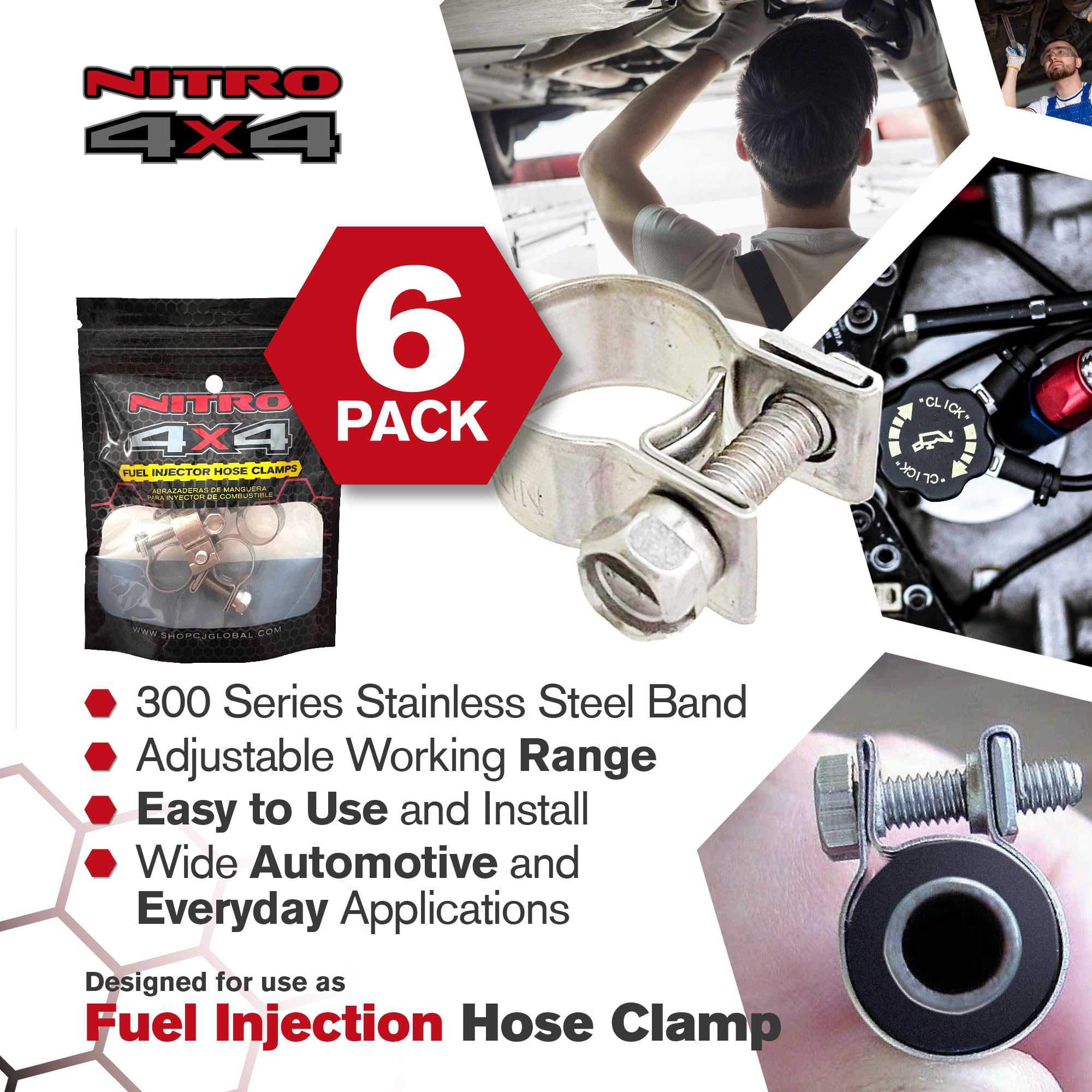 80Pcs Car Stainless Steel Adjustable Fuel Line Hose Clamps 6-12mm - View #3