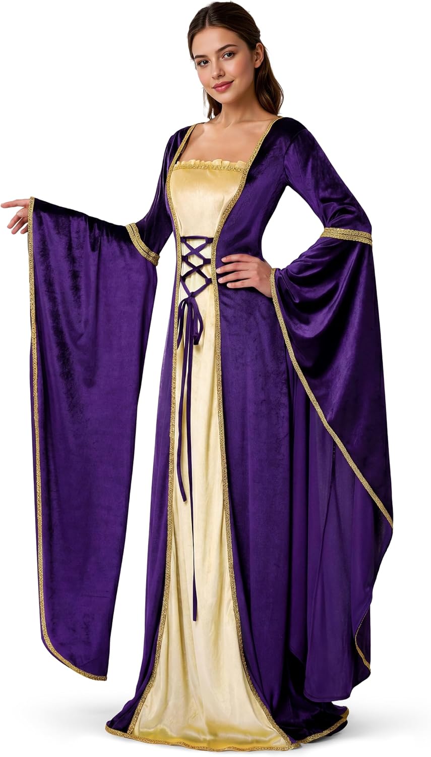 Spooktacular Creations Renaissance Costume Women, Velvet Medieval Dress for Women, Irish Renaissance Dress for Halloween