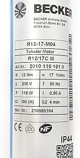 Becker Moteur pour volet roulant et protection solaire avec arrêt mécanique R12/17CM