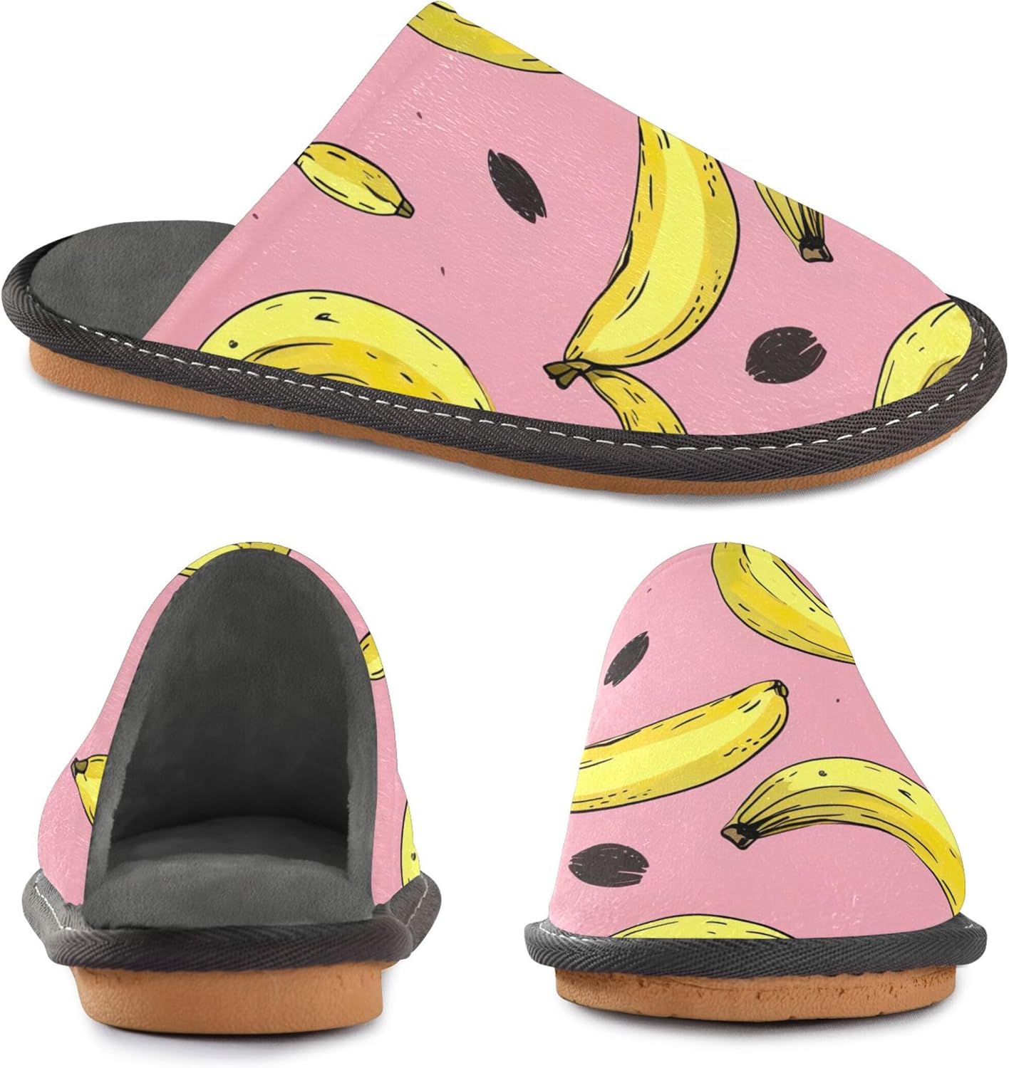 Funny Banana Fruit House Slippers – Cozy Fuzzy Slippers for Guests, Washable & Disposable, Perfect for Shoeless Home, Spa & Hotel Use A112260