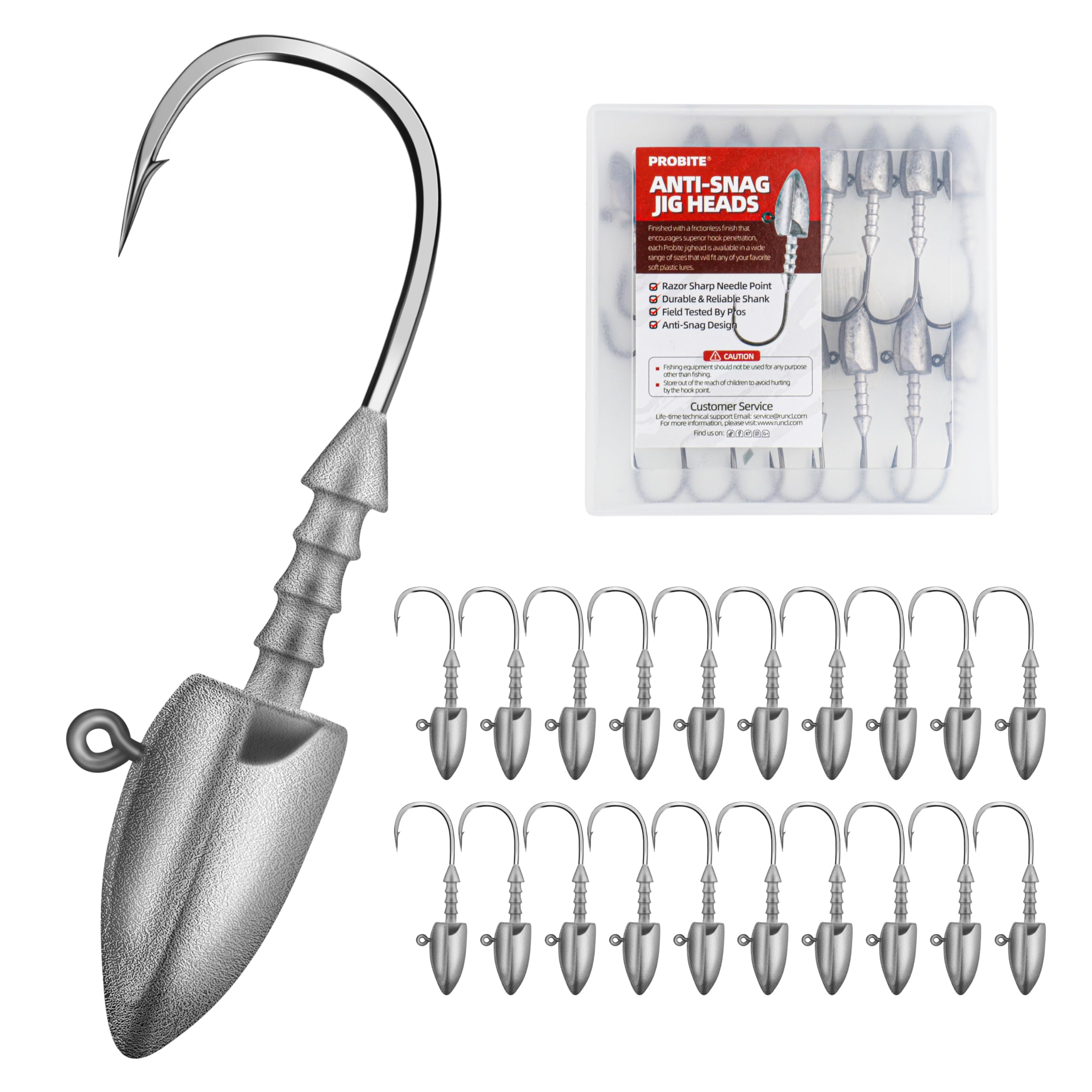 Triangle Boat Jig Head, 3 Sizes, 20pcs Heavy-Duty Jigheads for Saltwater & Freshwater, Strong Hooks for Bass, Pike, Walleye, Trout