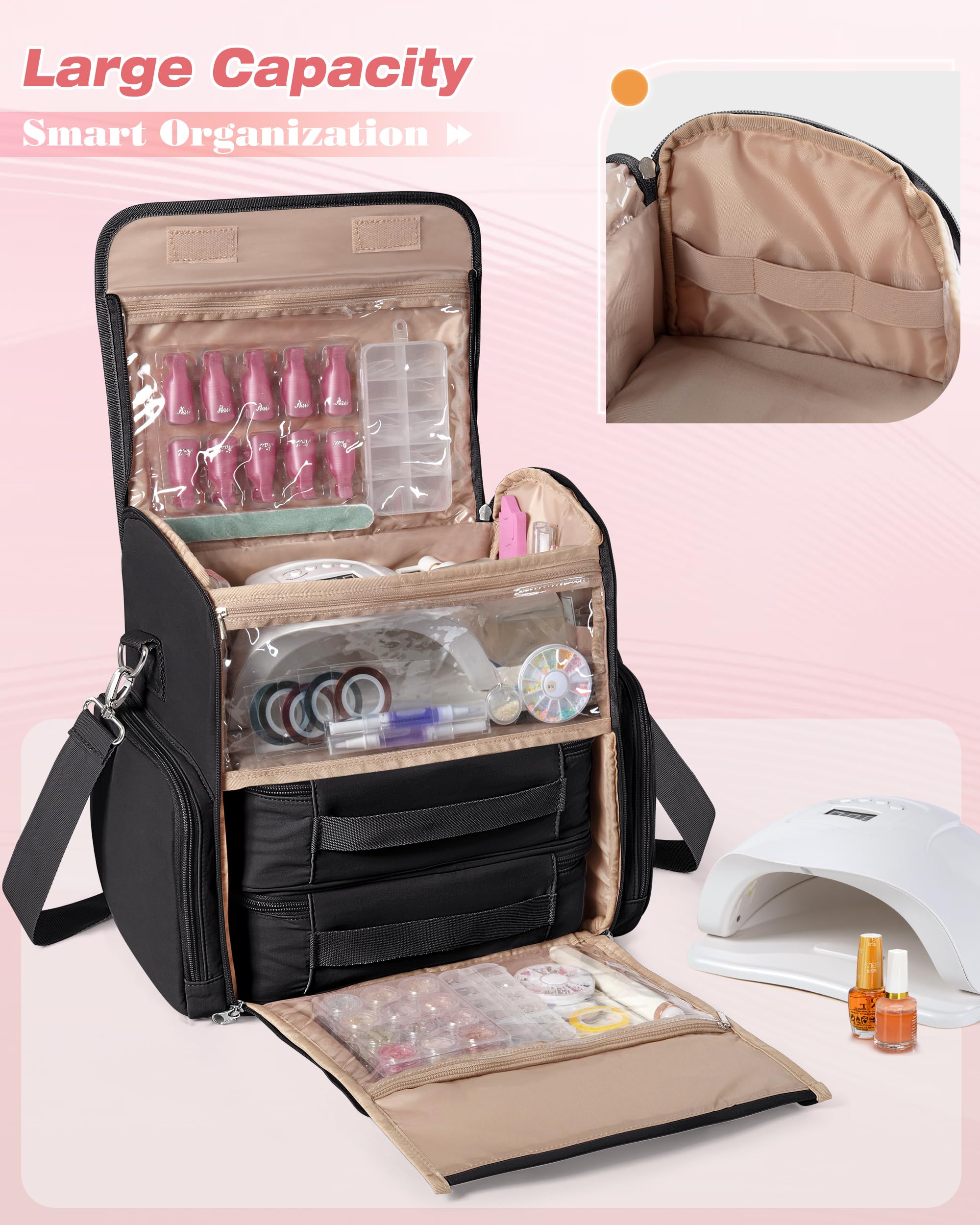 Marscamd Nail Polish Organizer Bag with Removable Storage Cases