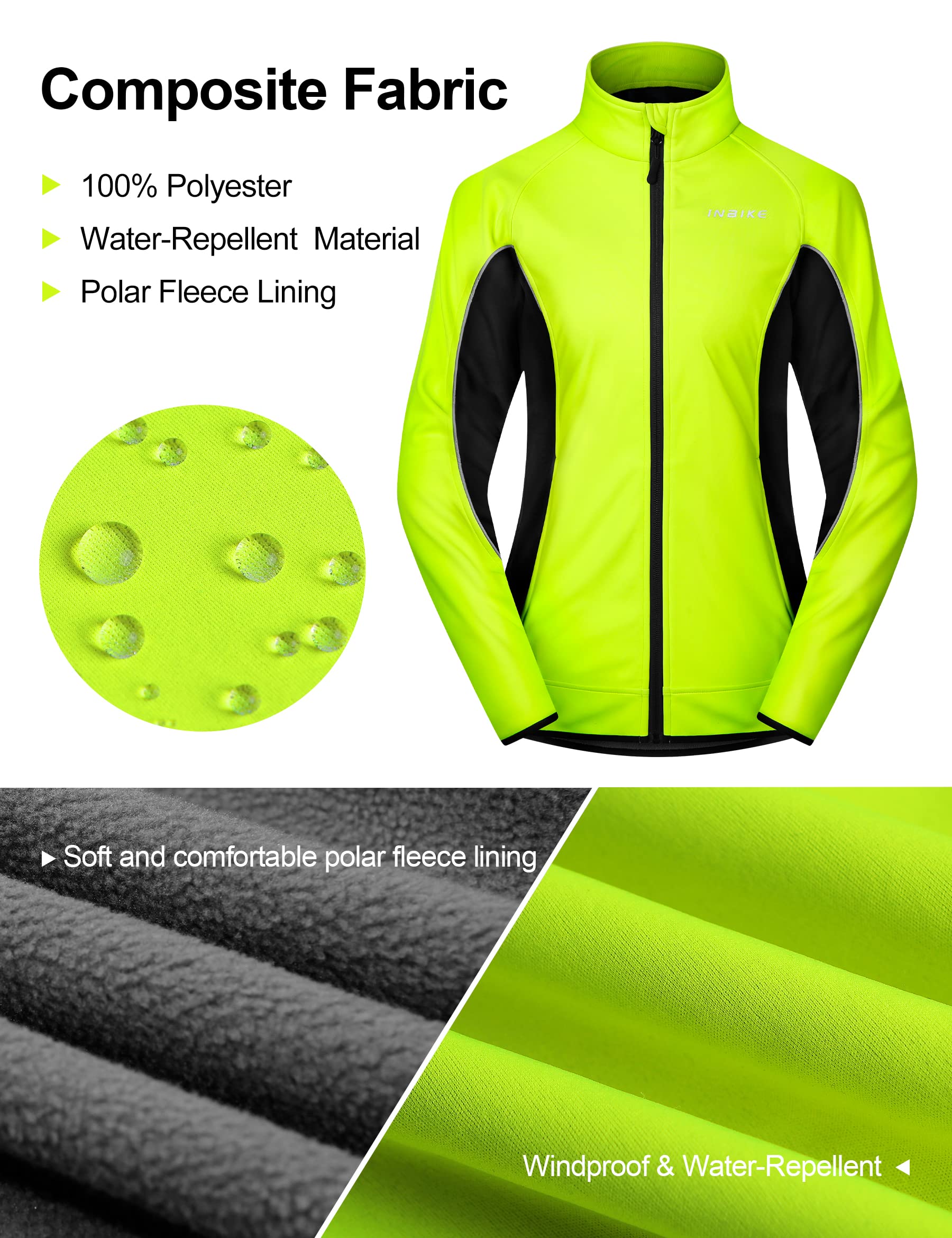 INBIKE Veste de Vélo Femme Hiver Thermo Réfléchissant Hydrofuge Coupe-vent Respirant Veste de Cyclisme WJ802