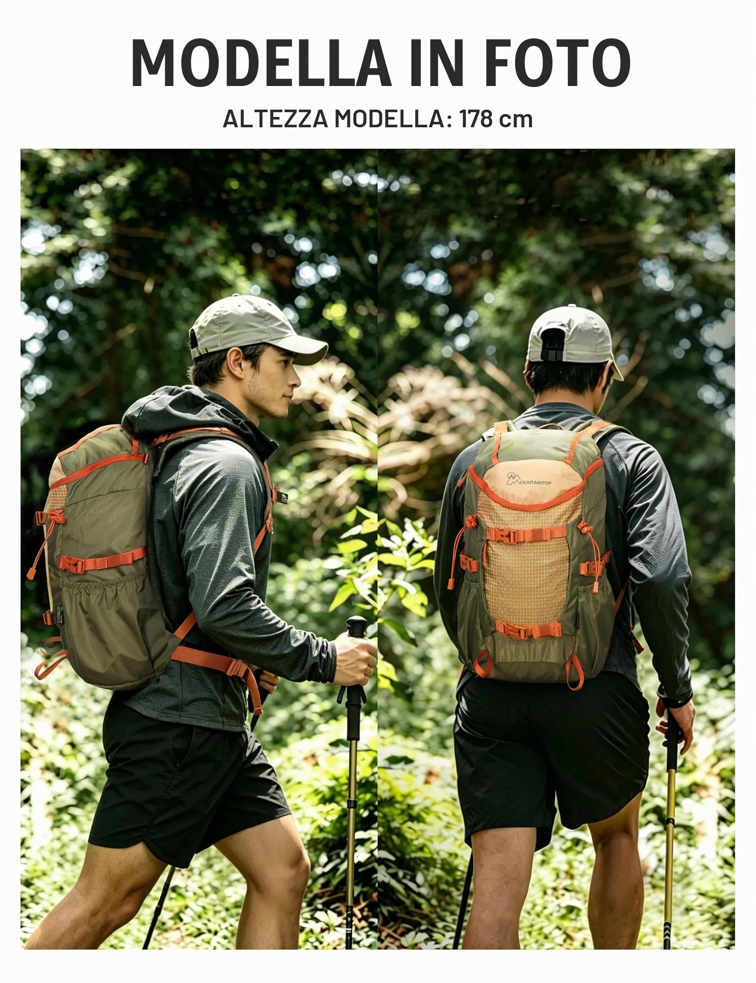 MOUNTAINTOP 28 Litri Zaino da Trekking Zaino Montagna Unisex Zaino Escursione per Viaggio Hiking Campeggio, 31 x 16 x 52 cm