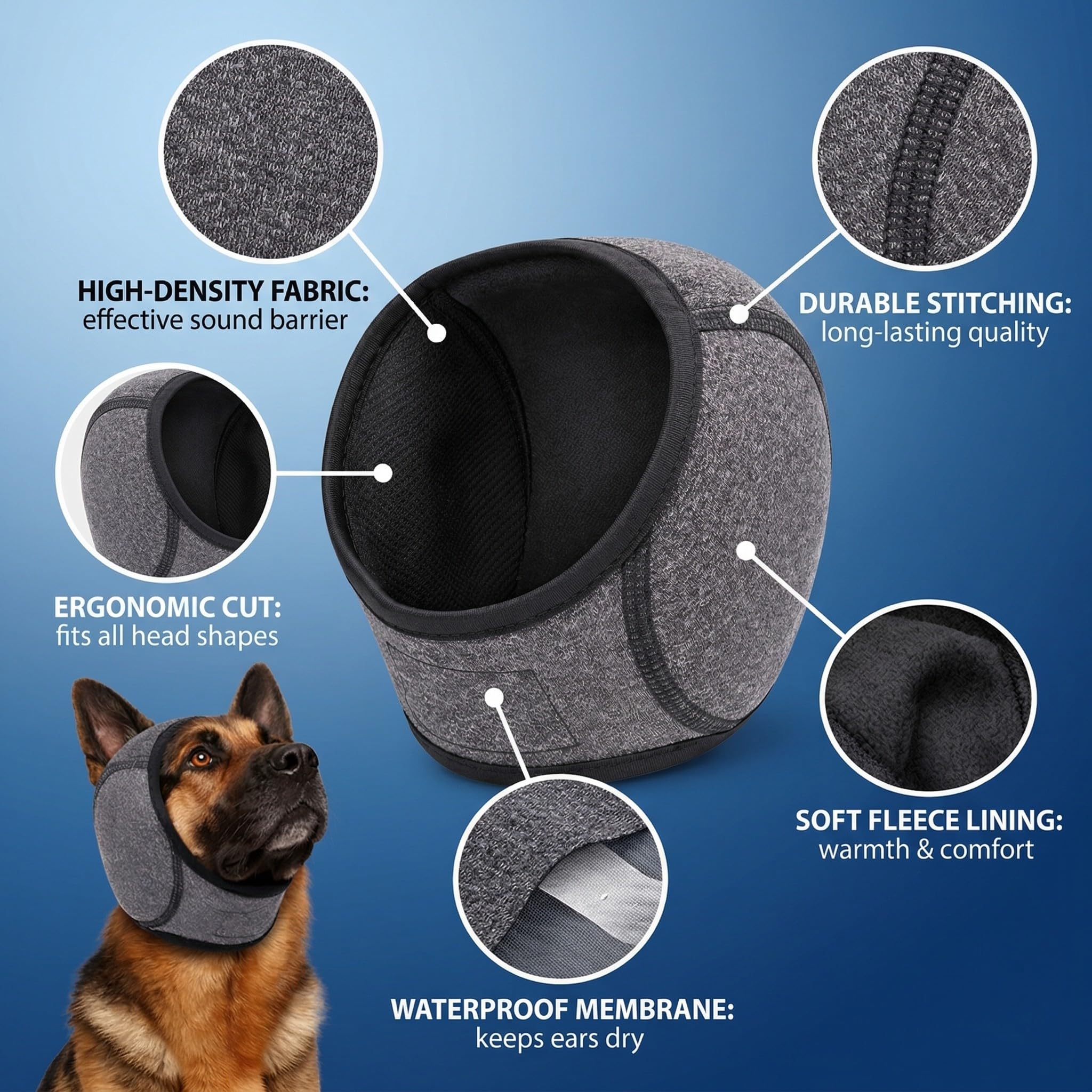 Orejeras Impermeables para Perros, Protección Auditiva Reduce Ruido y Ansiedad, Banda Elástica Ajustable para Nadar y Exterior, Accesorio de Calma para Mascotas