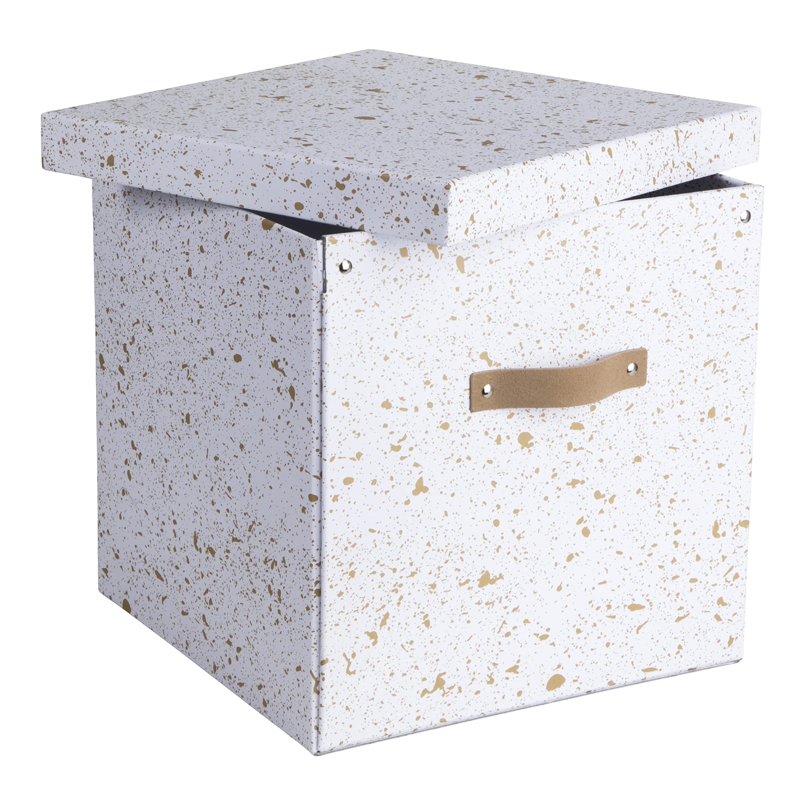 Bigso Box of Sweden LOGAN opbergdoos met deksel, grote klapbox voor kleding, speelgoed, enz., opbergdoos met handvat van vezelplaat en papier, wit