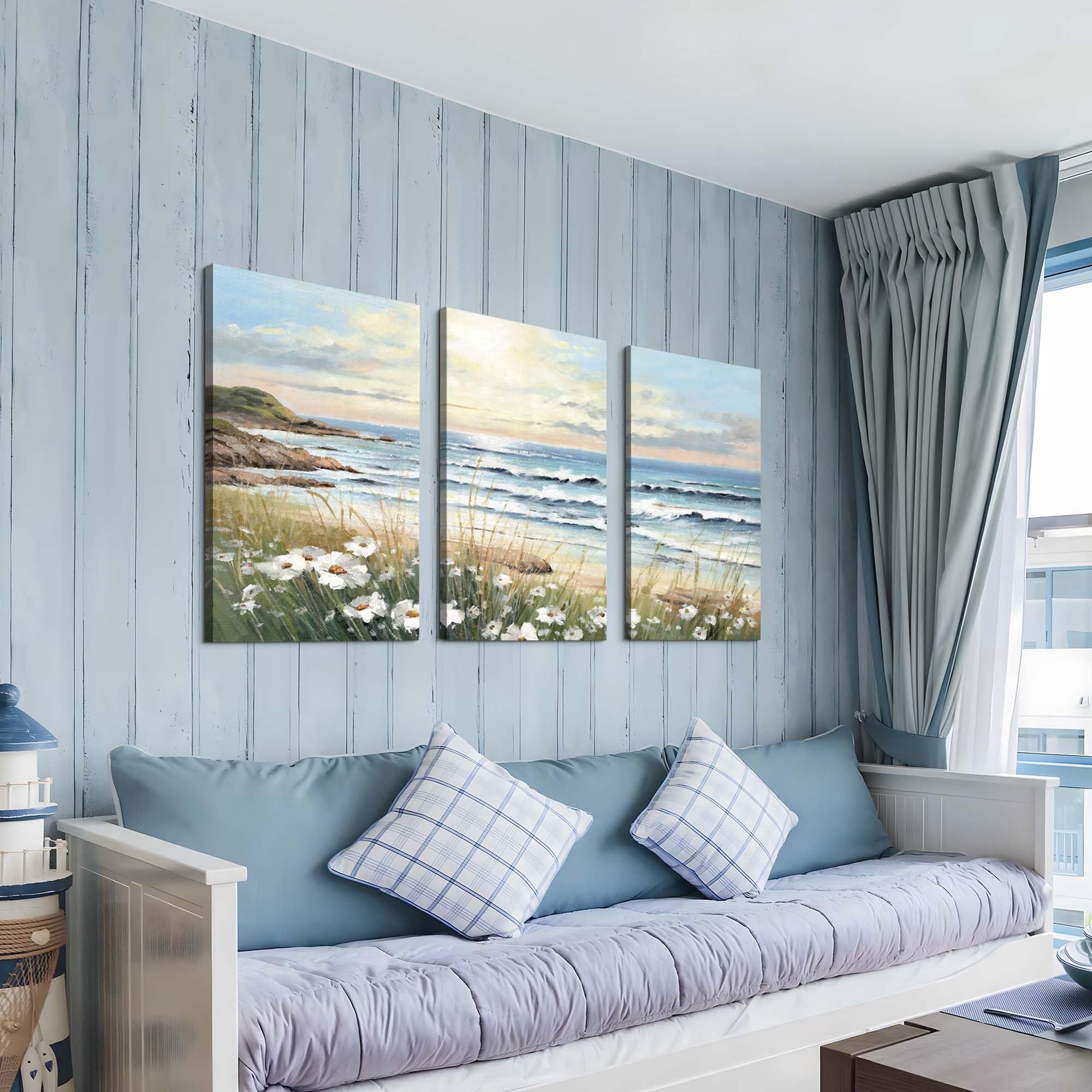 Beach Painting Ocean Wall Art: Seascape Artwork Coastal Picture Beach Scene Wall Decor and Seaside Canvas Art for Living Room Decorations 34