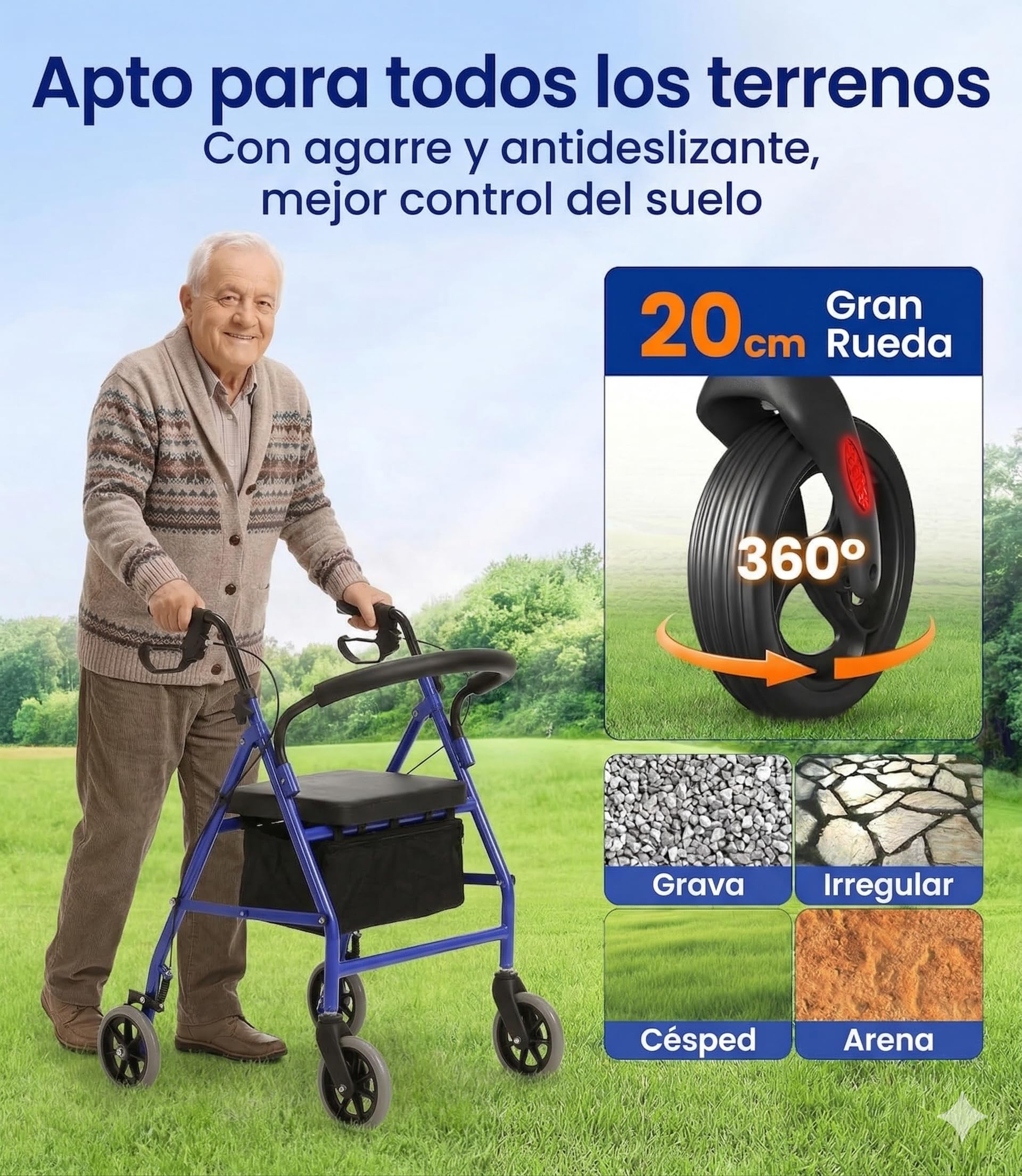 Andador para Ancianos y Adultos Independencia y Movilidad | Andador Plegable para Ancianos Ligero y Fácil de Transportar | Tacataca para Anciano con Ruedas y Frenos