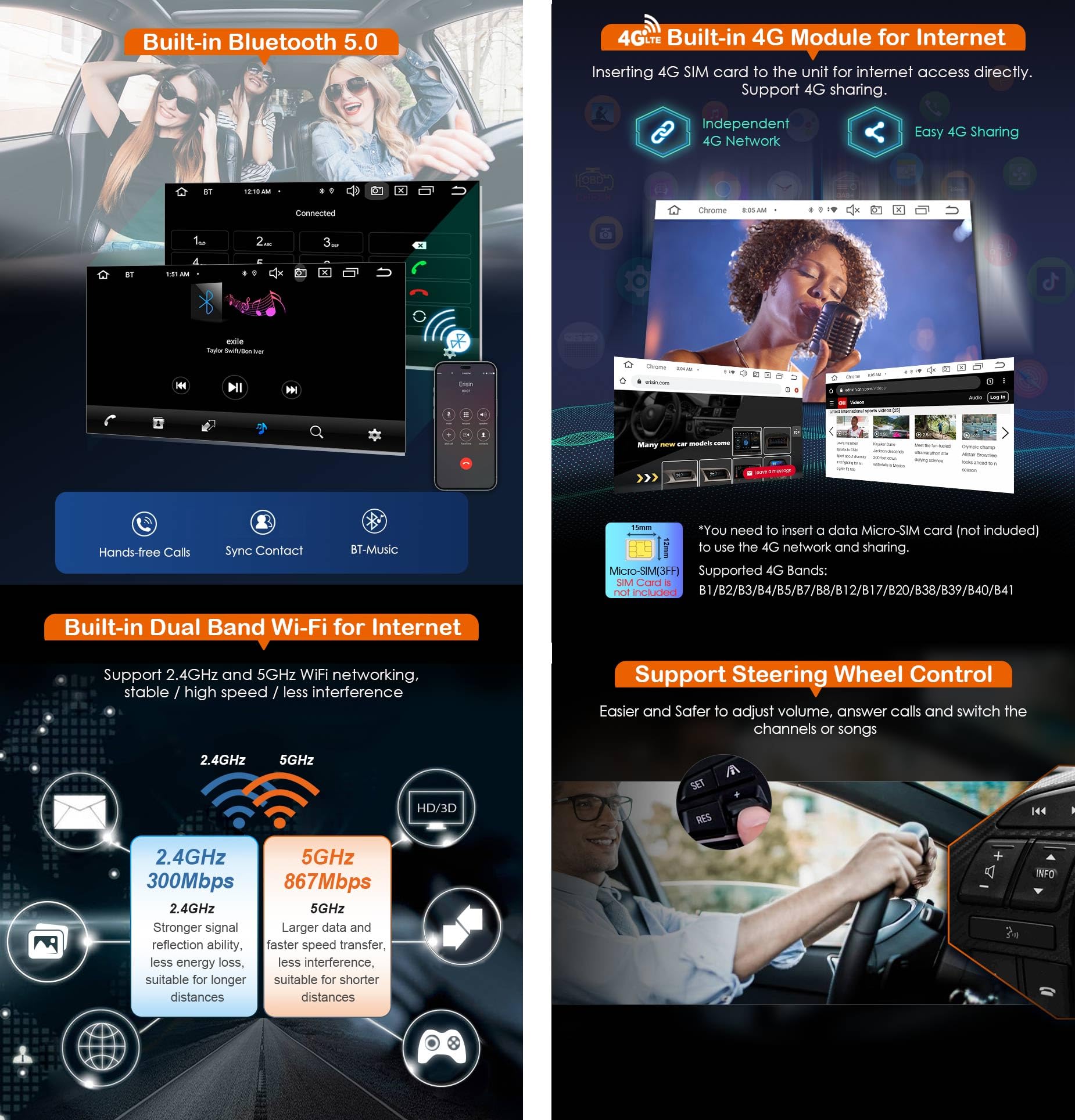 Erisin 8-Core 4 64GB Android 14 Car Stereo For Fiat 500X Support - View #6