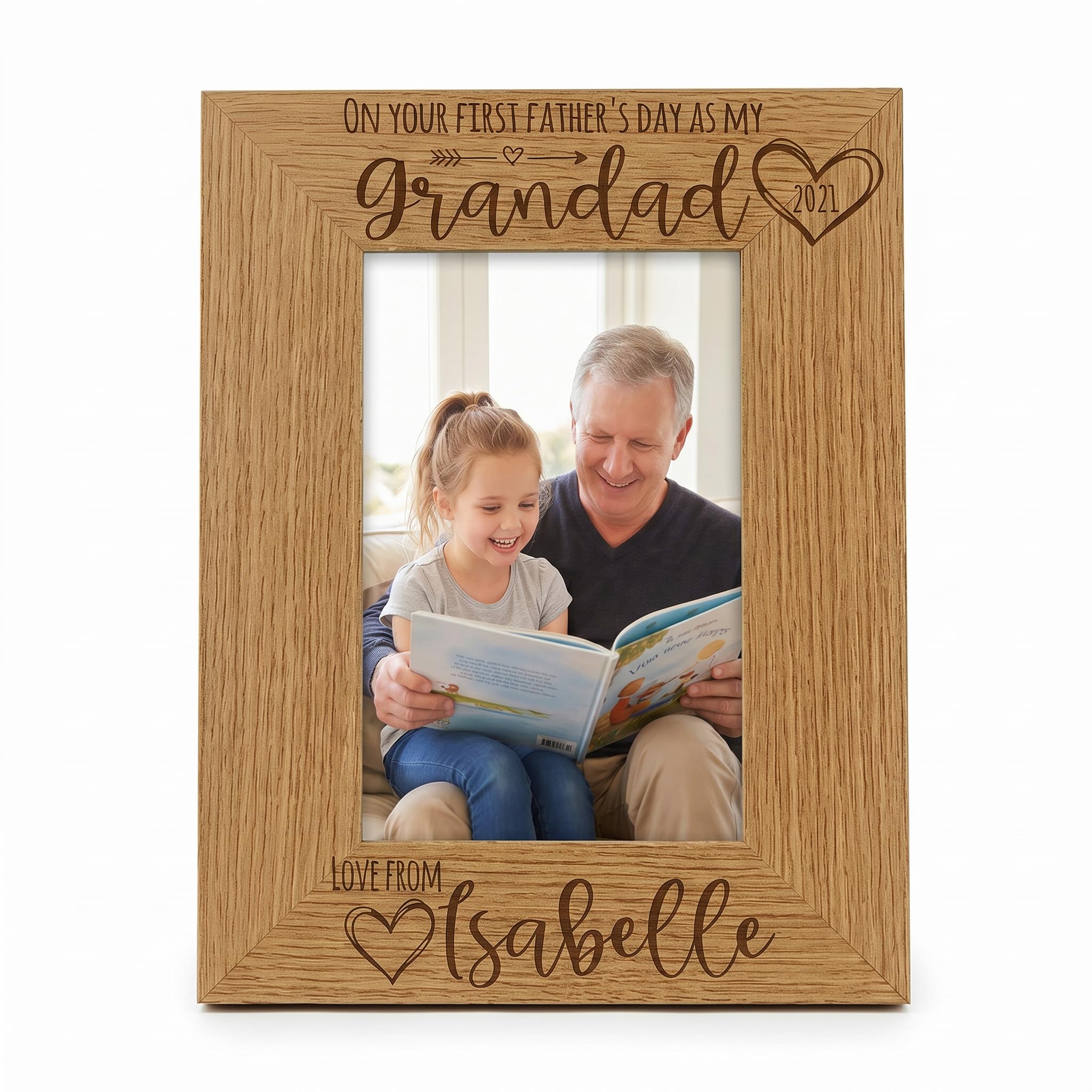Personalised First Fathers Day as a Grandad Photo Frame Portrait (8 x 10 Inch)