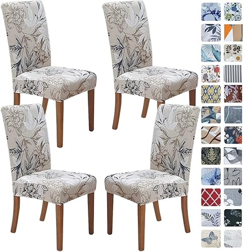 Miniatura 46 de SPRINGRICO Fundas para sillas de comedor, paquete de 6, fundas elásticas para sillas de comedor, de elastano, lavables, fundas para sillas Parsons