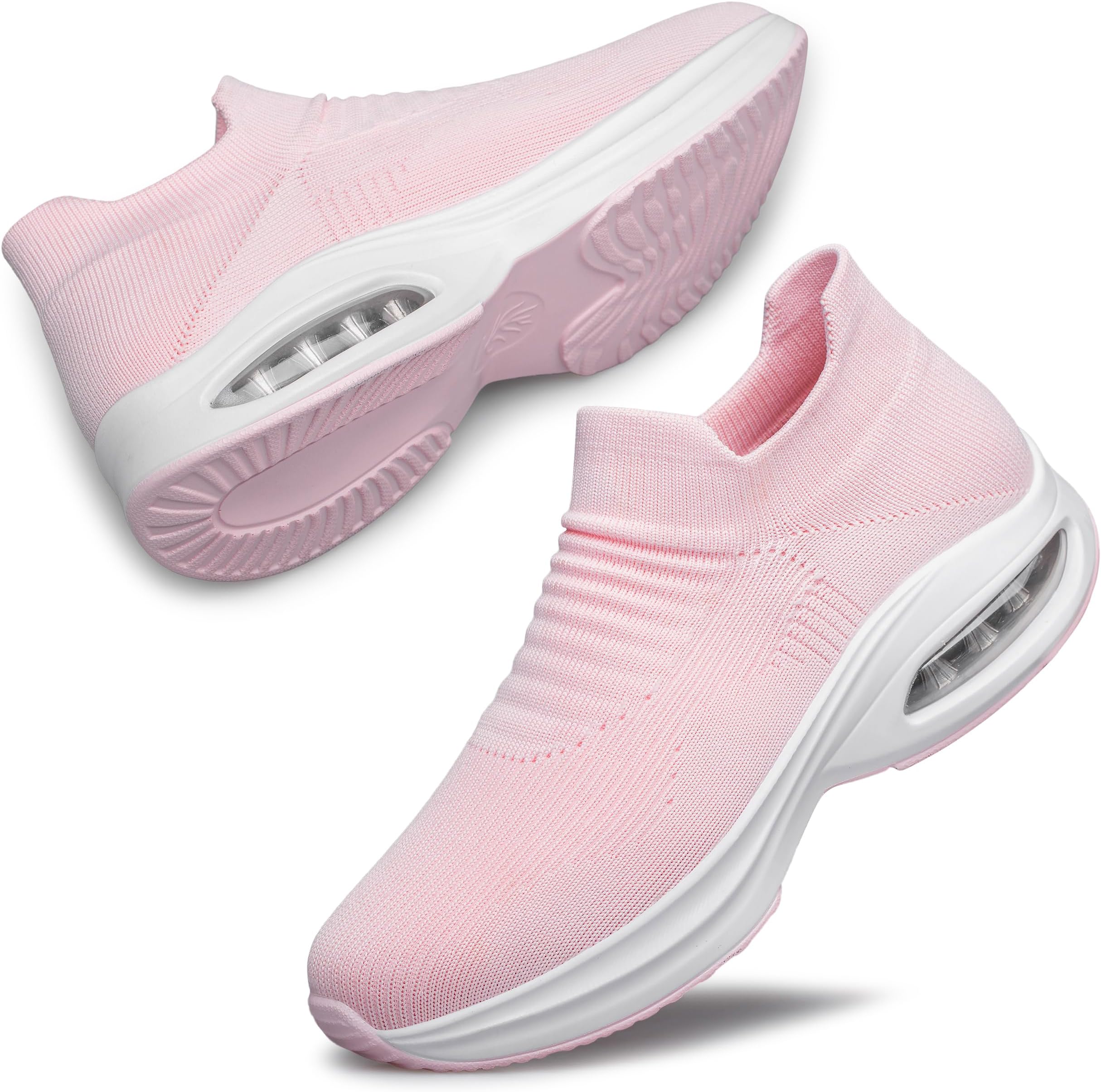DOUSSPRTWomens Walking Shoes Sock Casual Ladies Fashion Sneakers Comfortable Slip On Air Cushion Platform