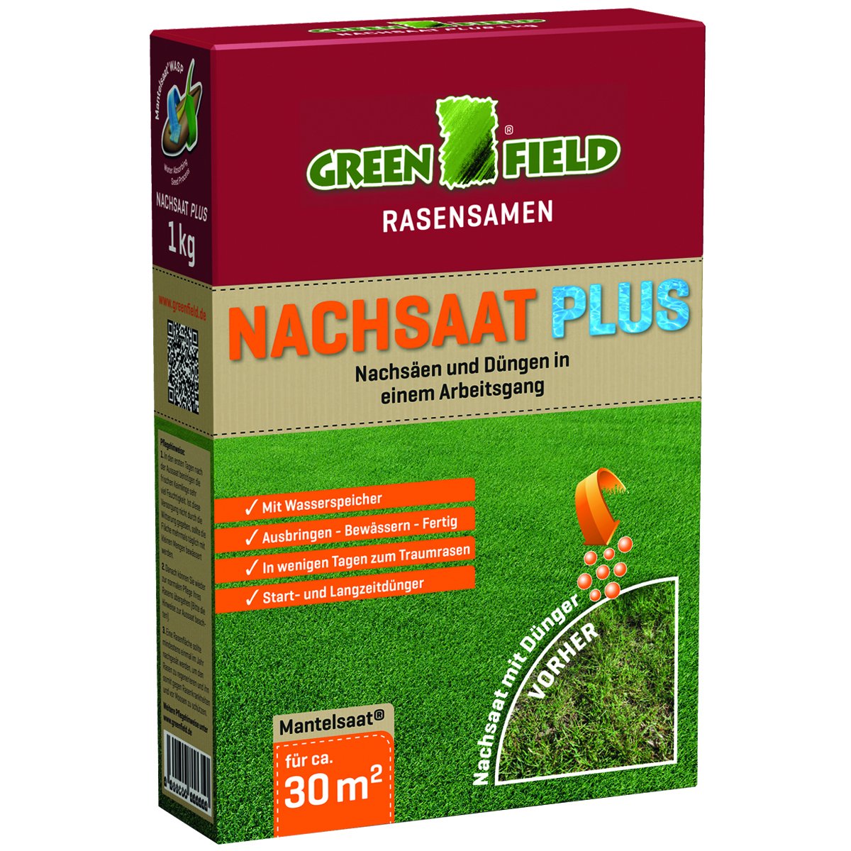 Greenfield 17820 Plus pour Gazon Semences de Gazon pour réensemencement 1 kg
