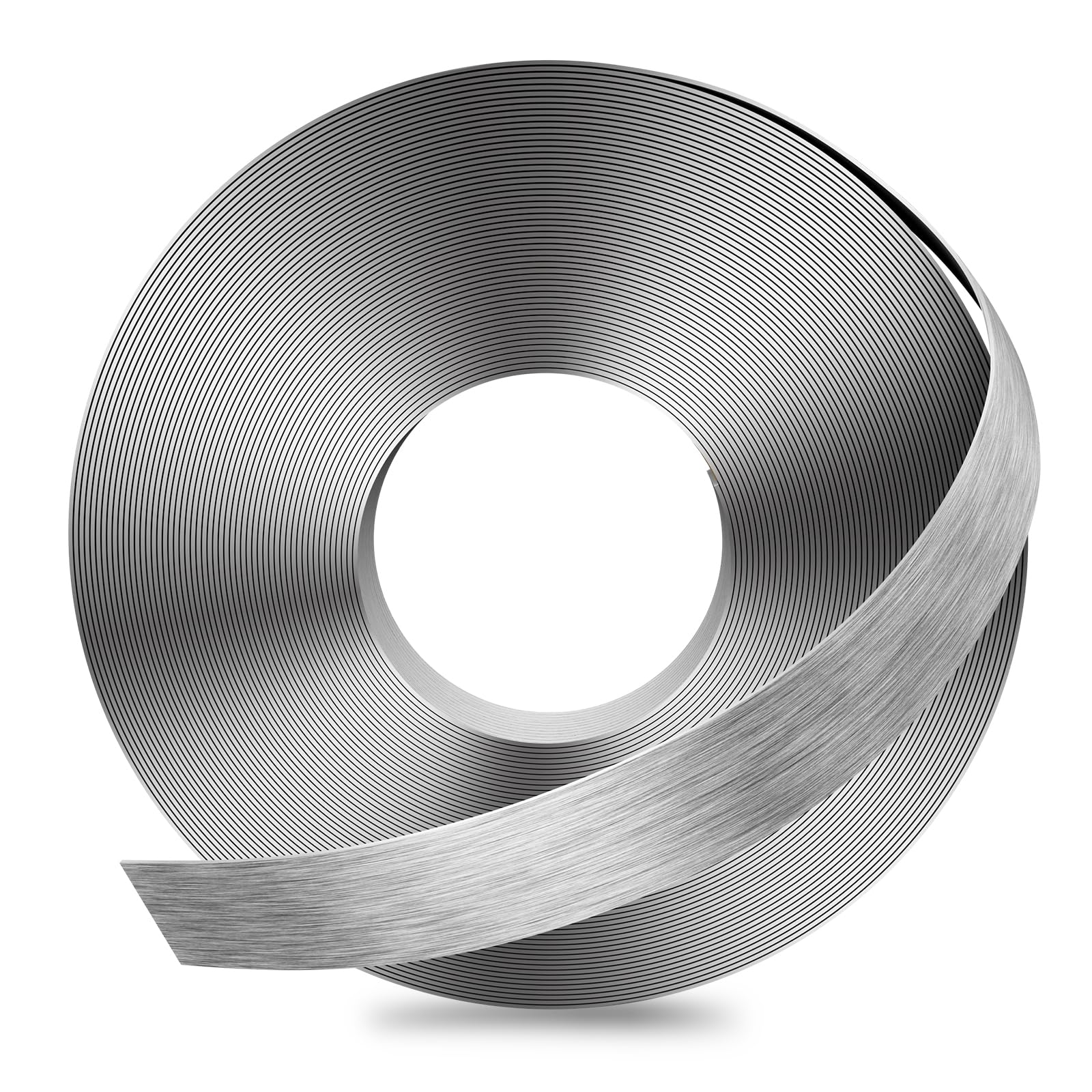 GSCIT Club Grey Silver Edge Banding, 1 Inch x 50ft Aluminum Brushed Edge Banding No Glue PVC Edge Trim for Cabinet Repair Furniture