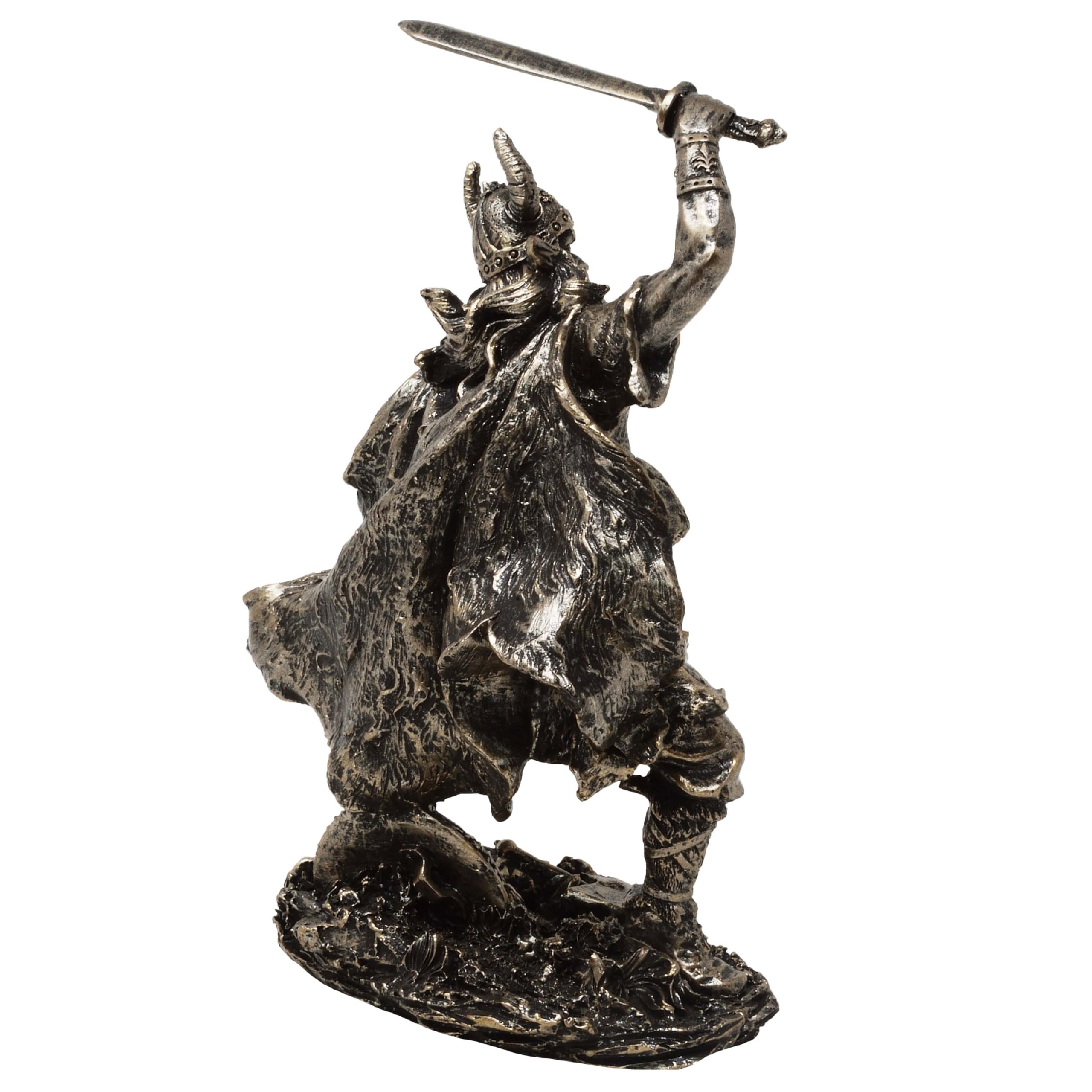 MystiCalls Figurine viking avec épée surélevée - Figurine Viking - Décoration de guerrier