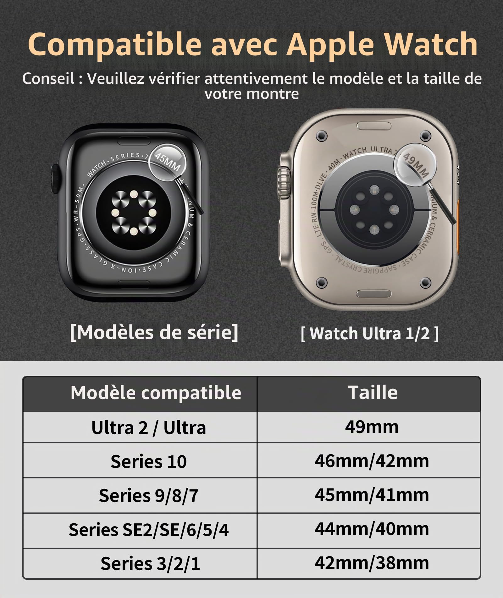 BINLUN Bracelet Compatible avec Apple Watch 49mm 46mm 45mm 44mm 42mm 41mm 40mm 38mm Tressé 550 Paracorde Acier Sport Bracelets Compatible avec iWatch Serie 11/10/9/8/7/6/5/4/3/2/1 Ultra3/2/1 SE3/2/1