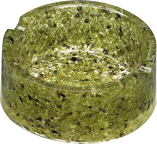 Rockcloud Bandeja redonda de 3 pulgadas con resina, bandeja de joyería de cristal para decoración de mesa de oficina en casa, soporte para plantas