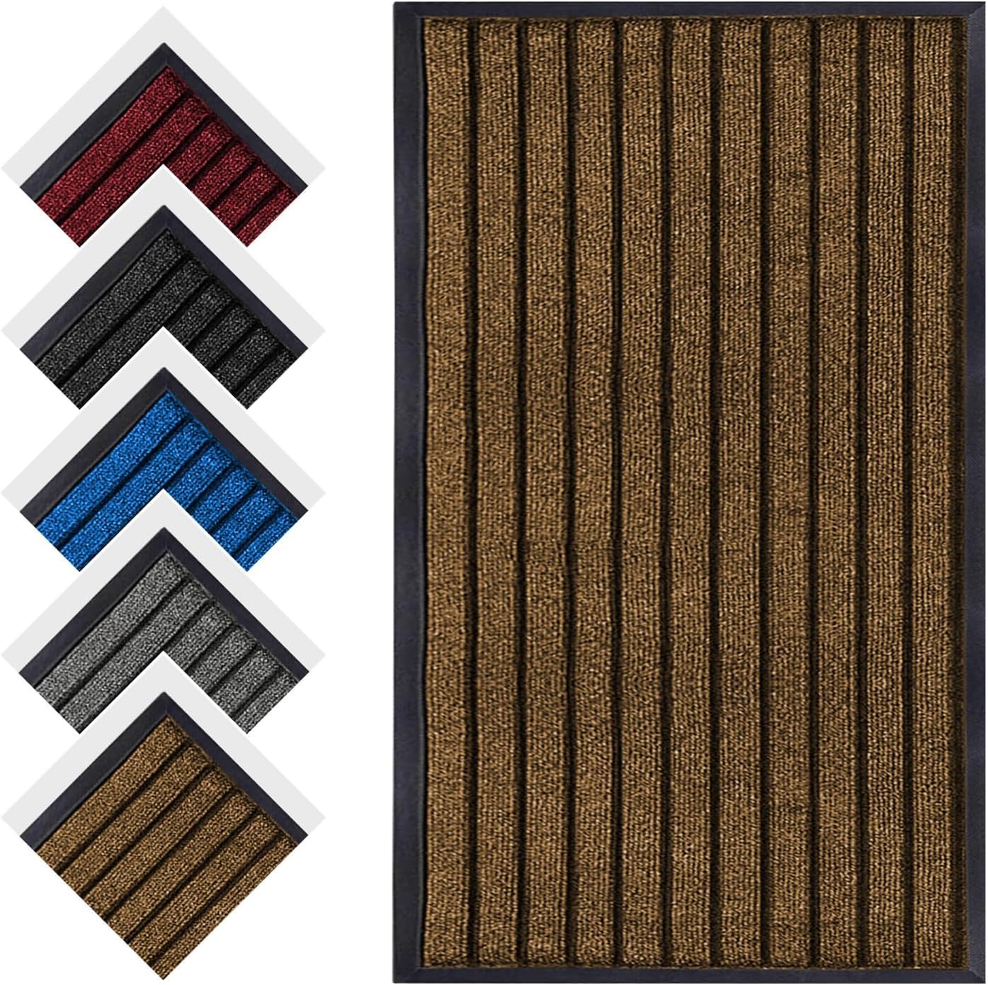 Hafaa Door Mat Indoor & Outdoor Brown 80x150 cm Non Slip Washable Doormat Dirt Trapper Water Absorbent Rubber Mat Heavy Duty Floor Mats — image 1