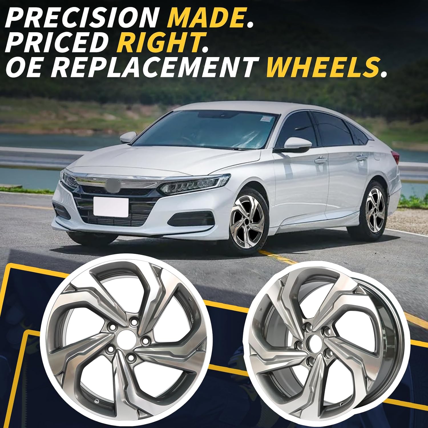 17x7.5" 17 Inch Aluminum Alloy Wheel Rims Fit for Honda Accord 2018 2019 2020 2021, Direct Fit, OE Specs Single Replacement Rim