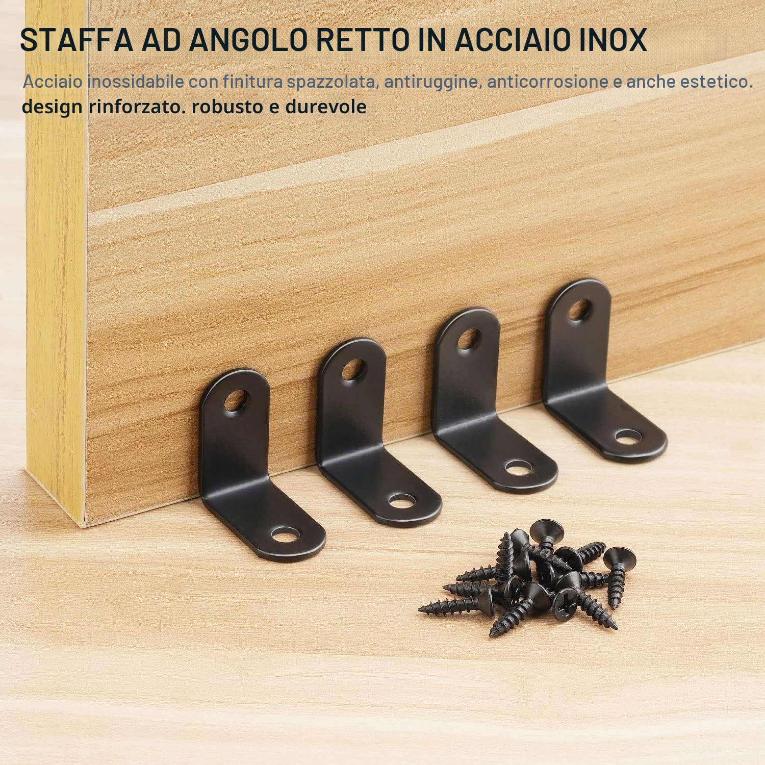 10 pezzi Supporti Angolo Staffe Angolari Inox Con 40 Viti per Ripiani, 90 Gradi Squadrette Angolari 30 x 30 x 2mm per Mobili Facilmente Danneggiati come Tavoli, Sedie, Letti, ecc (nero)