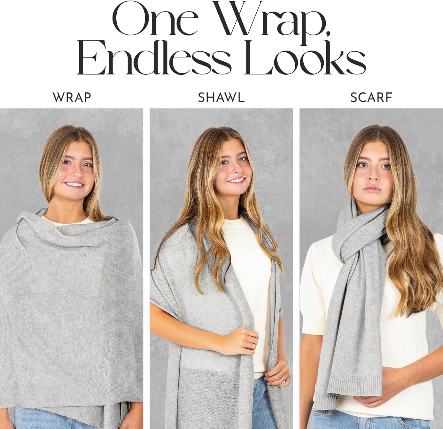 Velanio Cashmere Luxury Knitted Wrap Travel Shawl Scarf, Pashmina Stole, All-Season Scarf for Women Cashmere Wool Blend - Image 6