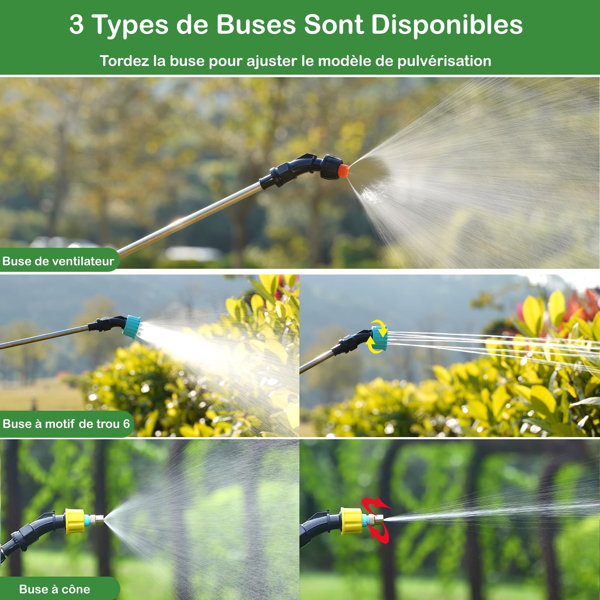 Pulvérisateur Électrique de Jardin AutoPump 5L avec 3 Buses Réglable, Pulvérisateur à Batterie pour Jardin, Désherbage et Lavage de Voiture