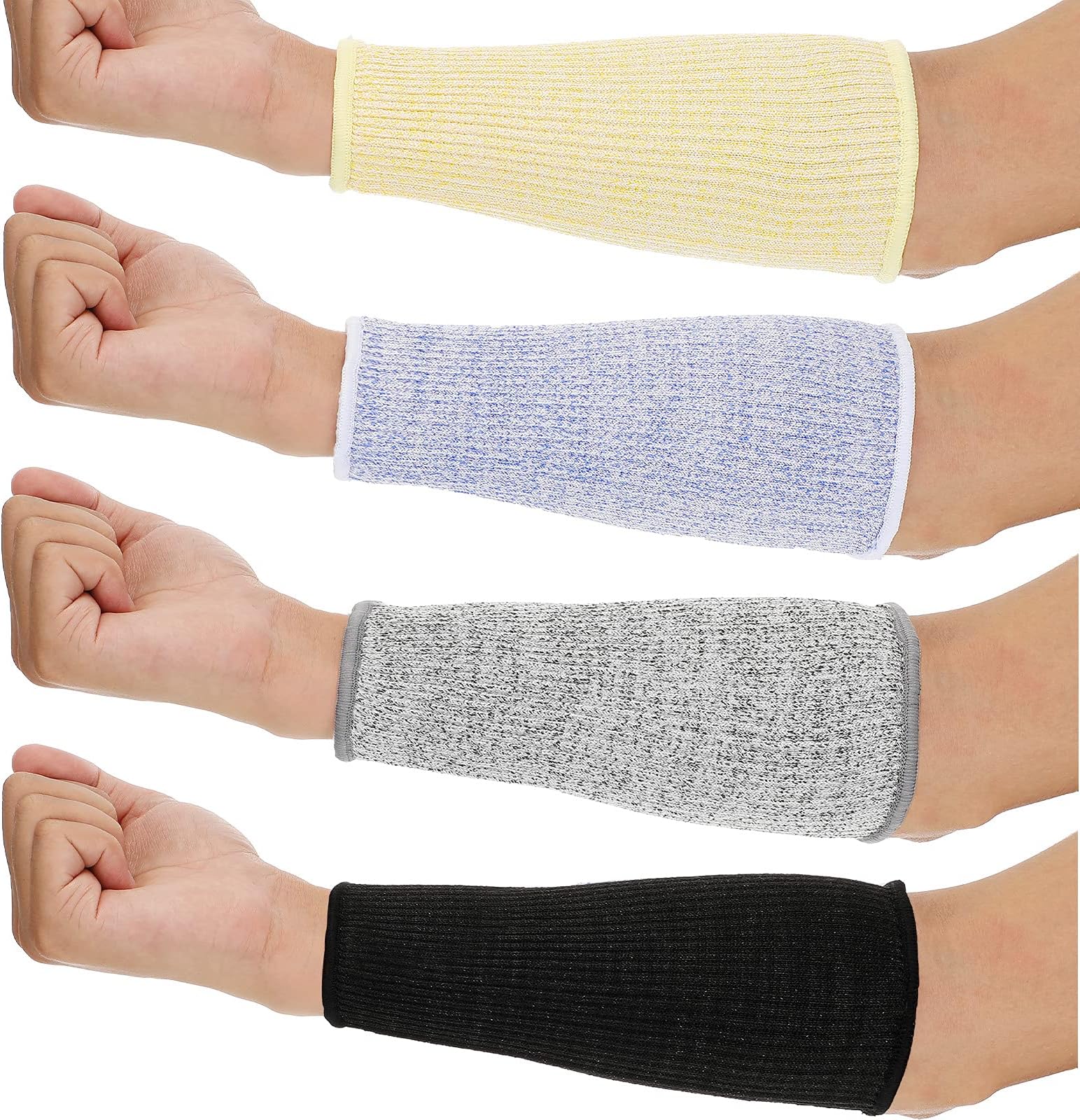 Neer 4 Pair Protective Arm Sleeves for Thin Skin Anti-Cut Burn Resistant Cover Forearm Sleeve for Cooking Construction(Black, Purple, Gray, Beige)
