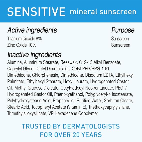 Blue Lizard Sensitive Mineral Sunscreen with Zinc Oxide, SPF 50+, Water Resistant, UVA/UVB Protection with Smart Bottle Te.