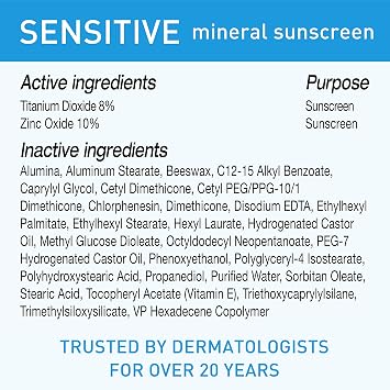 Blue Lizard Sensitive Mineral Sunscreen with Zinc Oxide, SPF 50+, Water Resistant, UVA/UVB Protection with Smart Bottle Te.