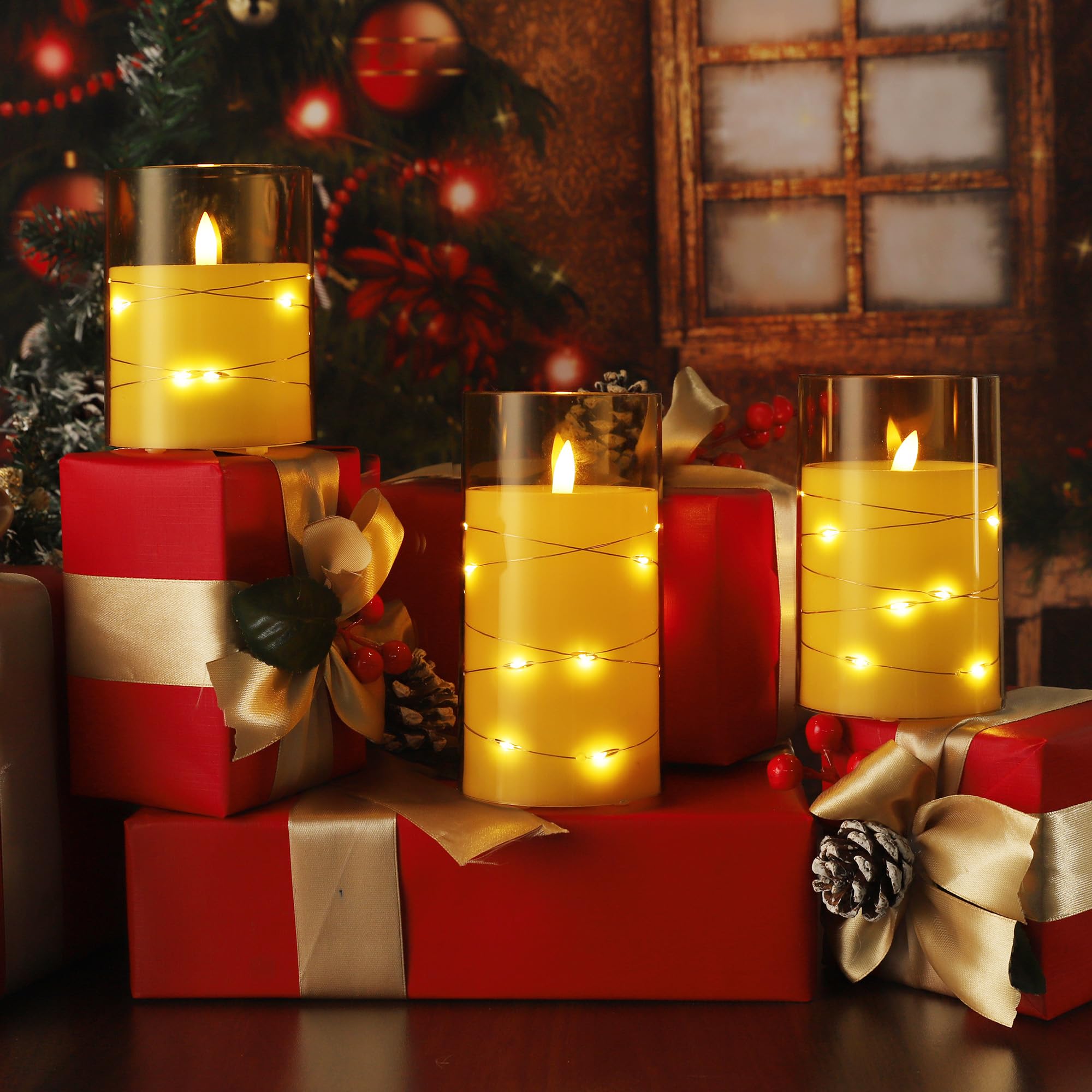 EXTSUD 3 pezzi Candele a LED, Candele ricaricabili con telecomando Candele a LED senza fiamma candele elettriche per la decorazione della casa Natale festa di compleanno