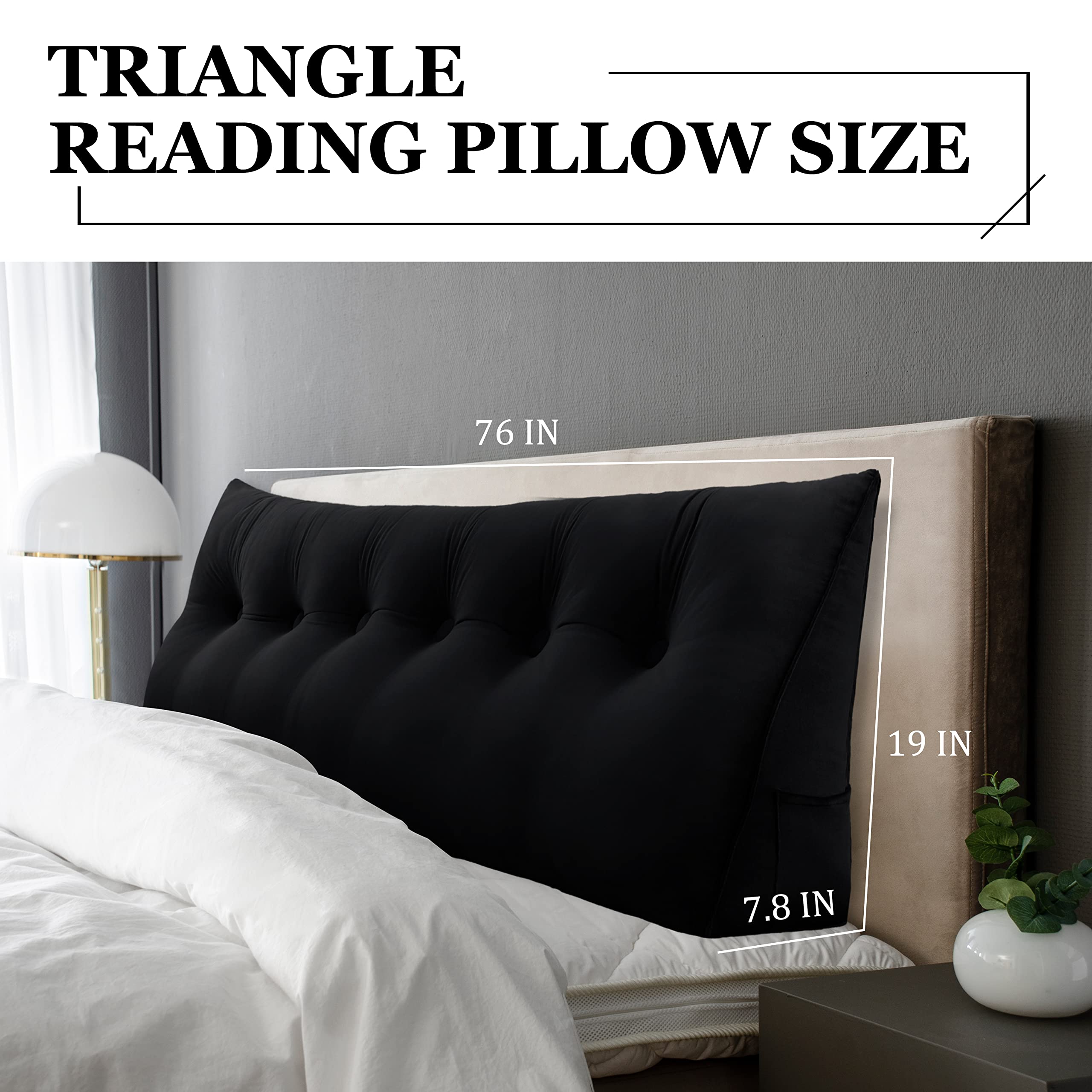 Schienale Letto Triangolari Cuscino Letto Schiena Schienale Testata Letto Divano Cuscino Lettura Il Perfetto Cuscino perLettura Regalo per la festa del papà Nero 200CM