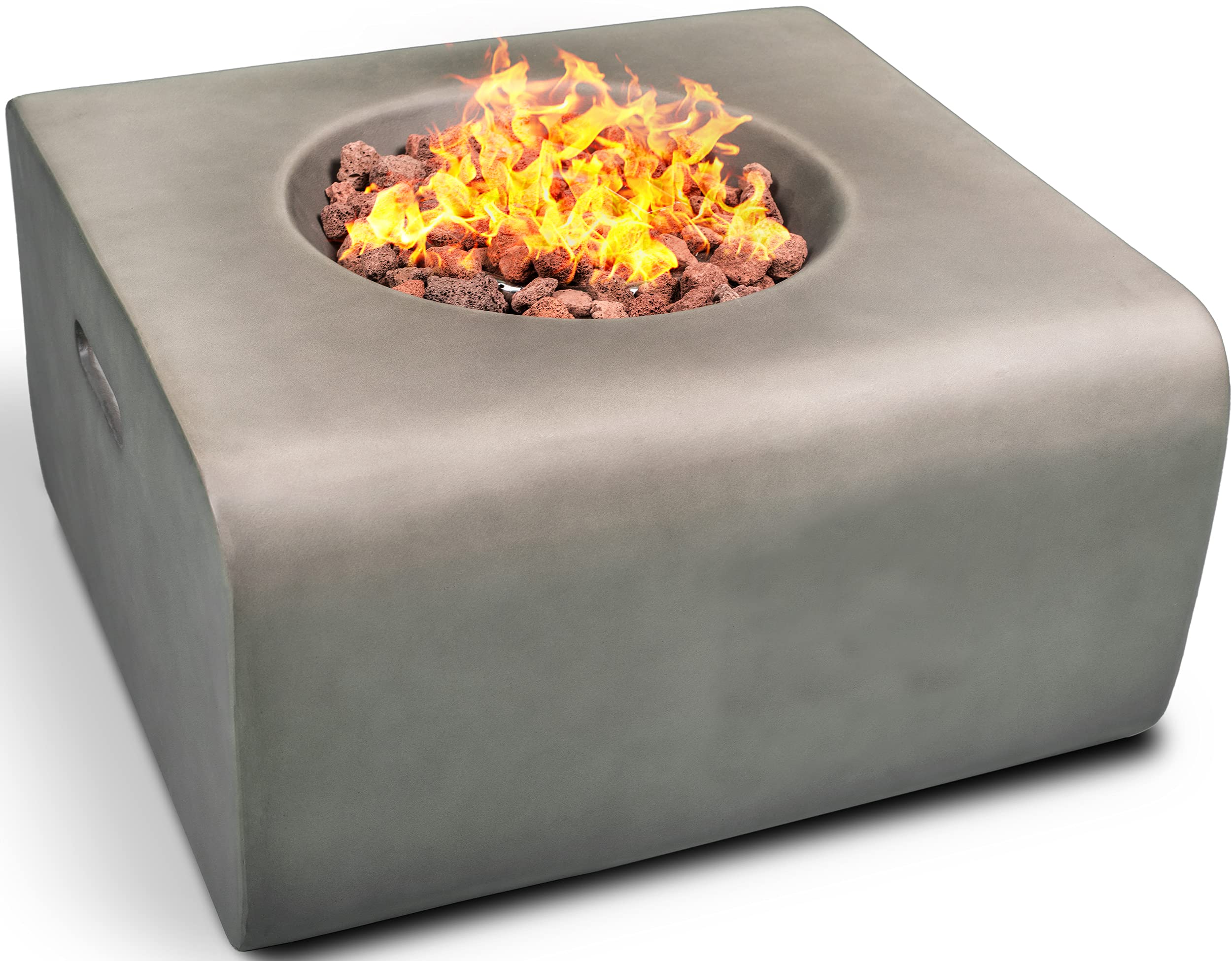 Fireology ADELPHI Dark Grey Lavish Garden & Patio Gas Fire Pit with Eco-Stone Finish – Fully Assembled