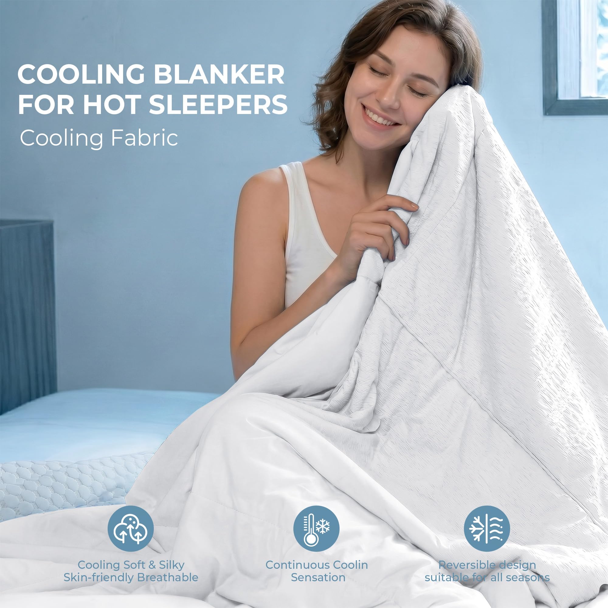 UNIKOME Coperta rinfrescante doppia faccia - Reversibile estate Bubble Sherpa & Ice Silk, leggera e traspirante, anti-calore e sudore, ideale per condizionatori, 220x200 cm, Bianco