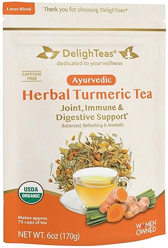 Té de cúrcuma de hierbas ayurvédicas  Té de jengibre  Té de hojas sueltas  Antiinflamatorio orgánico sin cafeína 6 onzas 75 tazas