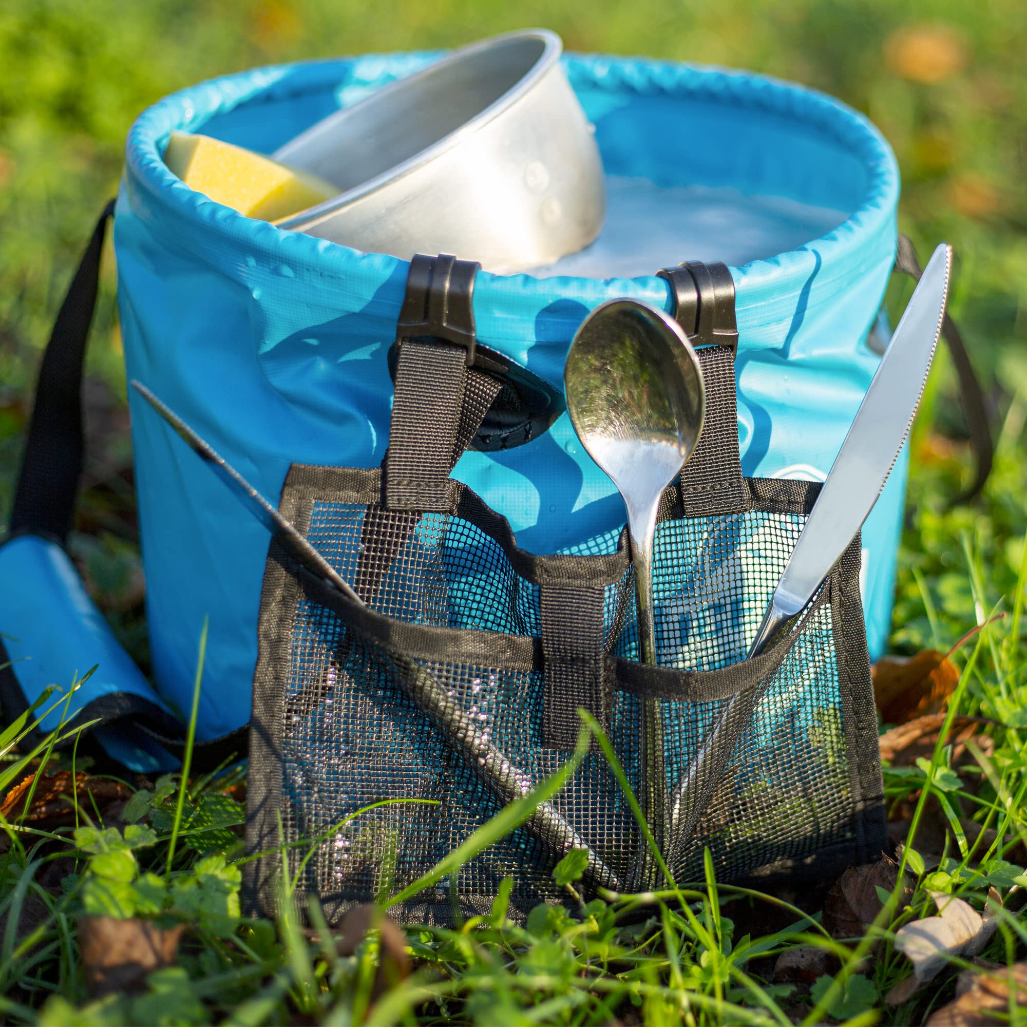 Secchio Pieghevole 20L Per Campeggio - Azzurro, Impermeabile E Multiuso Per Esterni - Foto 10