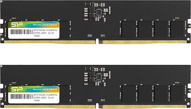 Silicon Power DDR5 32GB (16GBx2) 4800MHz (PC5-38400) 288-pin CL40 1.1V UDIMM Desktop RAM memória de computador SP032GBLVU480F22