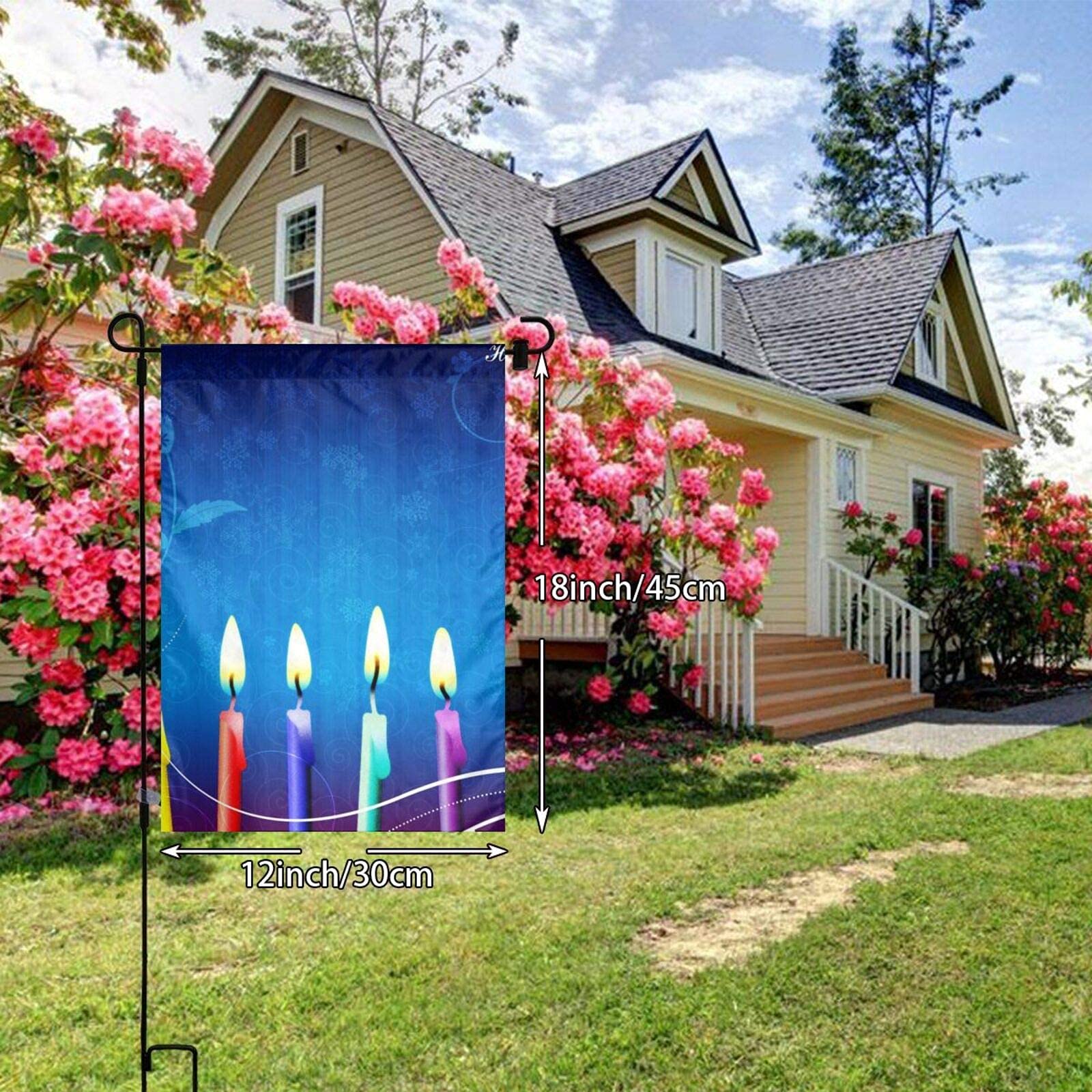 Bandiera Da Giardino Happy Birthday Con Candeline Colorate 30x45 Cm Doppia Faccia Per Decorazioni Esterno Festa Compleanno Benvenuto