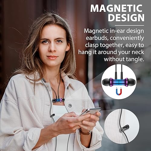 Miniatura 3 de TITACUTE Auriculares con cable de 0.138 in Jack magnético en la oreja auriculares con cancelación estéreo con micrófono para iPhone iPad Samsung A15