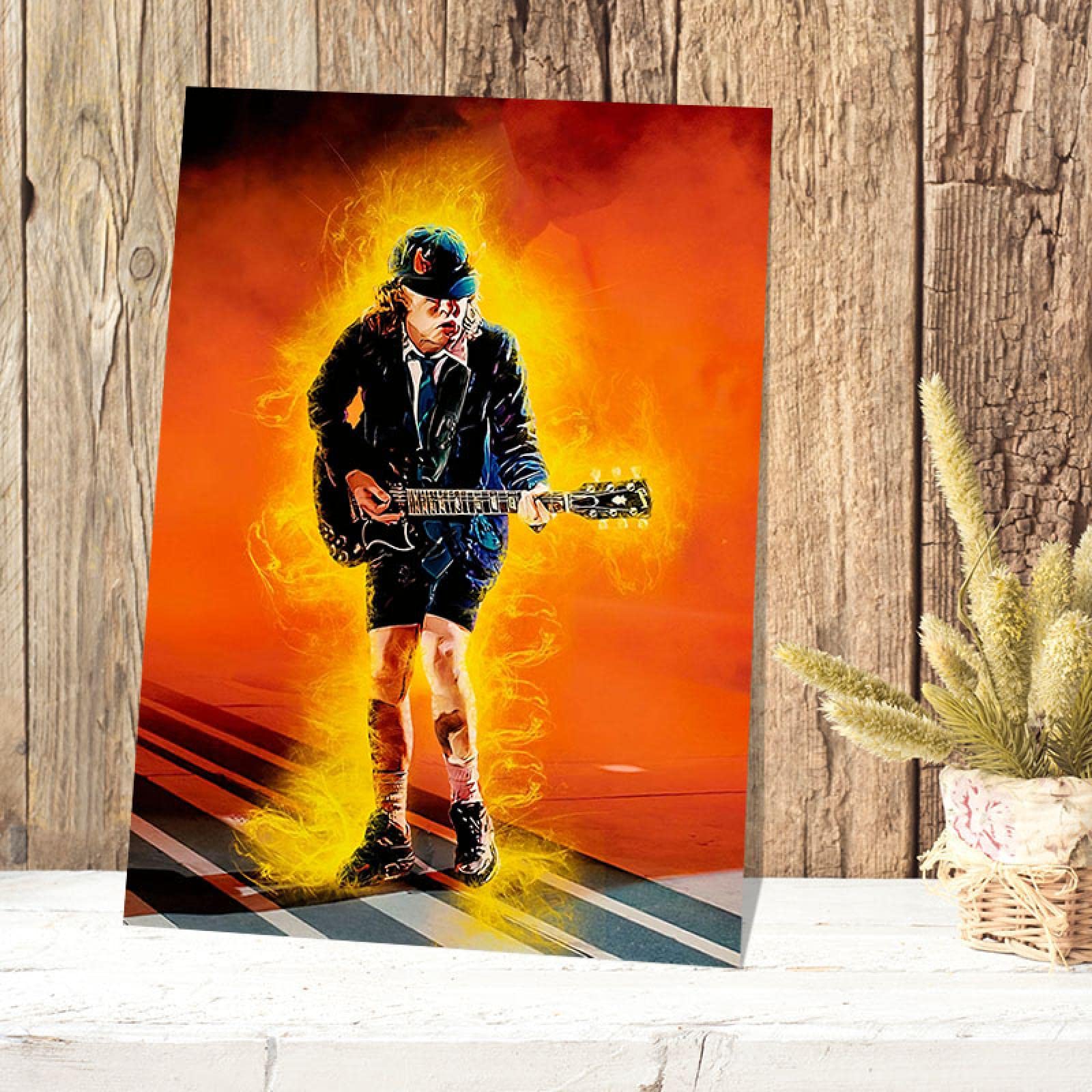 Quadro Su Legno ACDC 97x62 Cm - Stampa Fotografica, 3 Parti, Pronto Da Appendere, Decorazione Rock - 2
